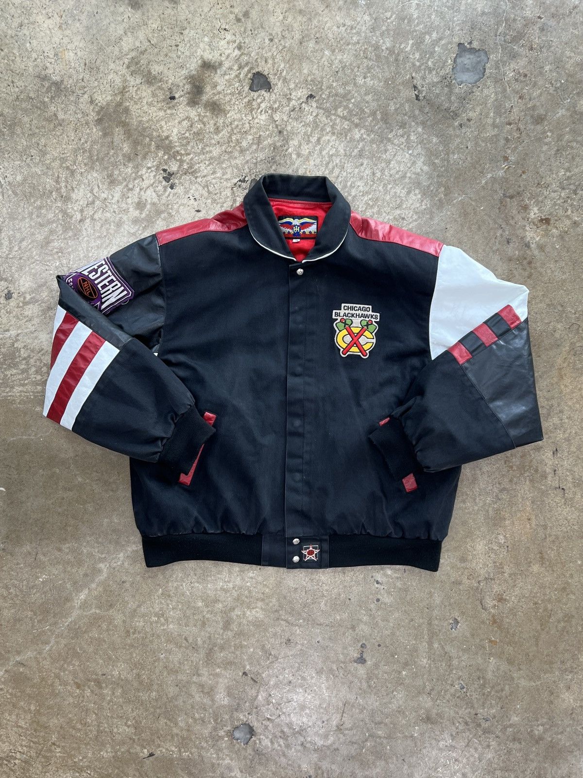 Jeff Hamilton Vintage Jeff Hamilton NHL Blackhawks Leather Jacket 3XL Size US XXL / EU 58 / 5 - 5 Thumbnail