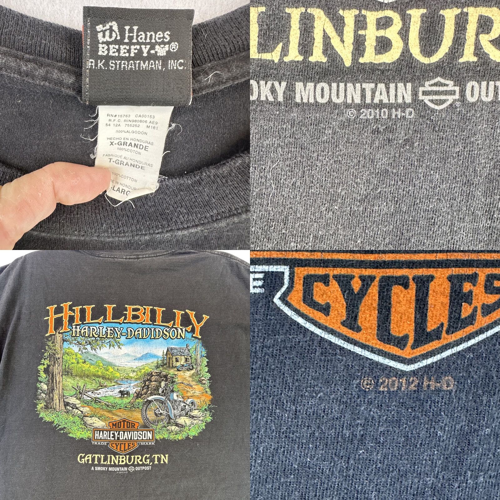Harley Davidson Harley-Davidson Shirt Mens XL Black Gatlinburg Smoky Mountain 2010 2012 Tee Stratman Size US XL / EU 56 / 4 - 8 Thumbnail
