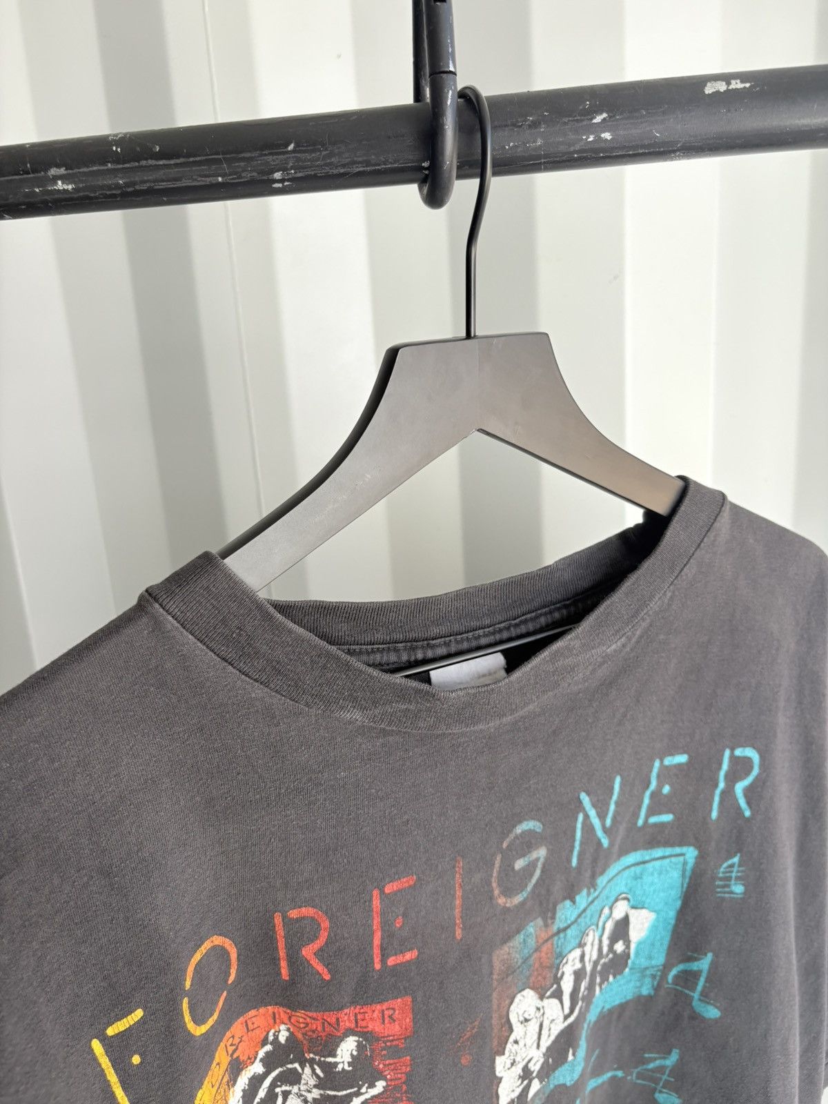 Band Tees Thrashed Foreigner Boxy Sun Faded Distressed ERD GRUNGE Size US XL / EU 56 / 4 - 5 Thumbnail