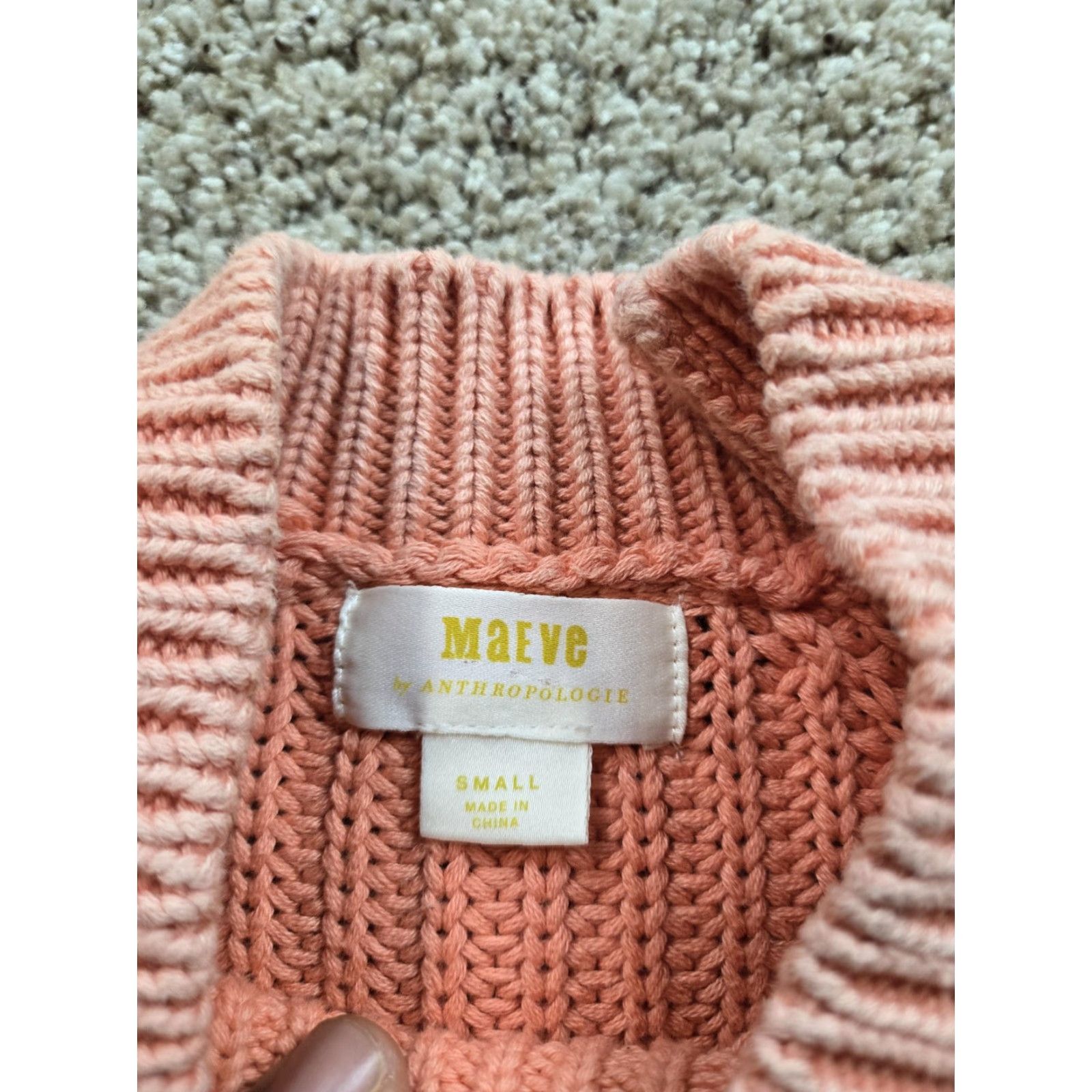 Vintage Maeve Pink 100% Cotton Chunky Knit Pullover Sweater Womens Small Crew Neck Raglan 3/4 Sleeve Size S / US 4 / IT 40 - 3 Thumbnail