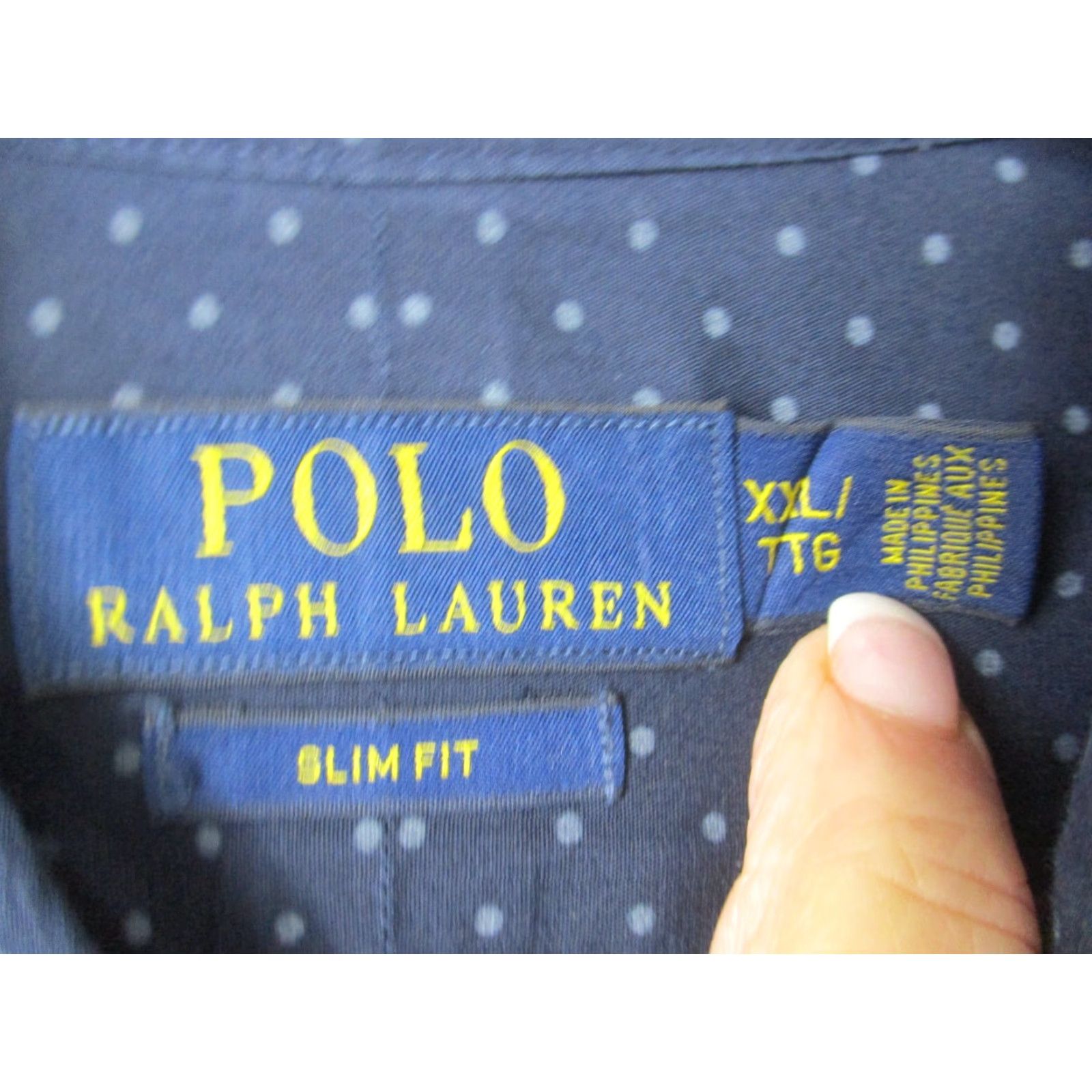 Polo Ralph Lauren Polo Ralph Shirt XXL Blue Dot Long Sleeve Slim Fit Button-Up Shirt Mens Class ic Polo Ralph Lauren Slim Fit Dot Blue Long Sleeve Shirt Size US XXL / EU 58 / 5 - 3 Thumbnail