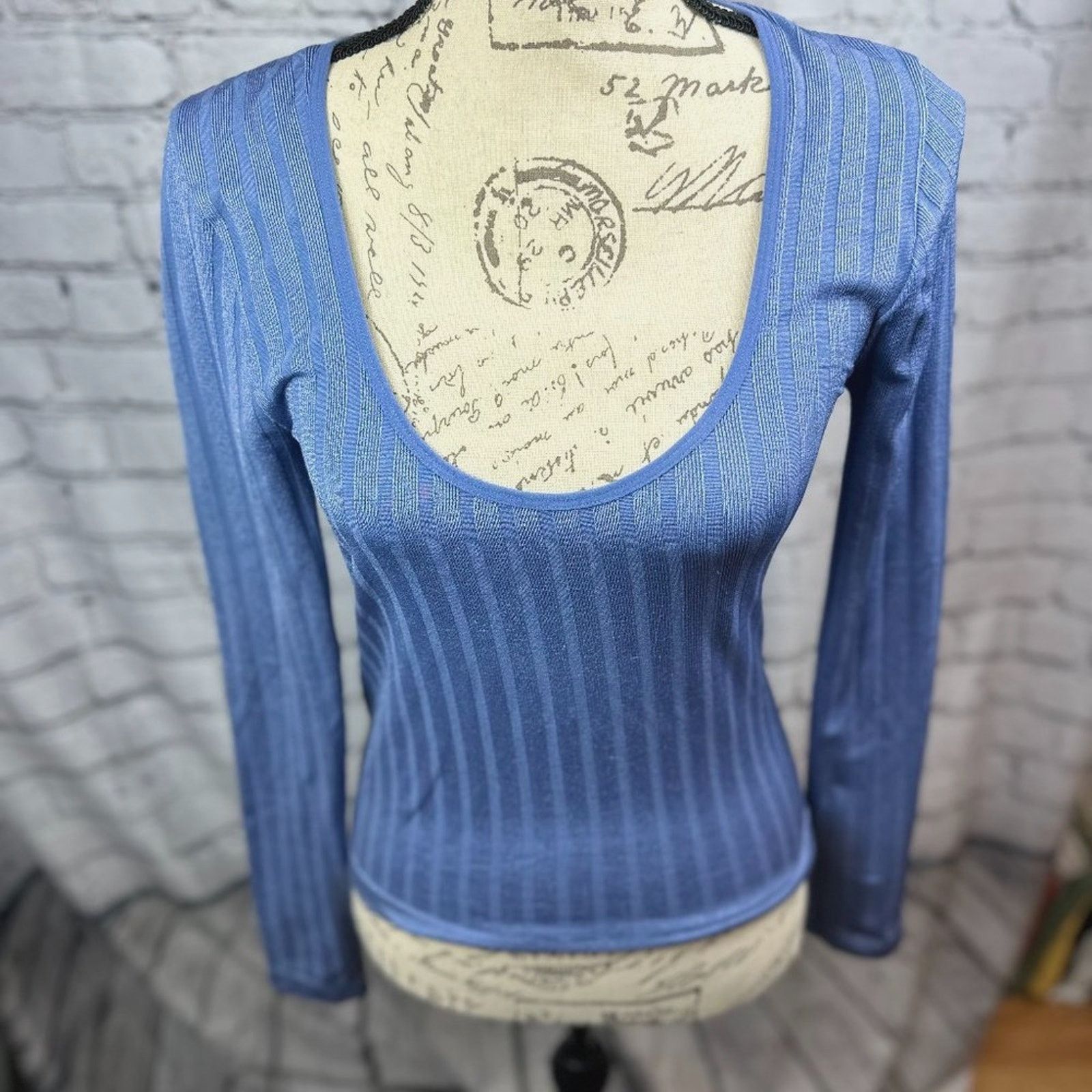 Free People Free People Scoop Long Sleeve Lucky U Layering Top Blue M/L Size L / US 10 / IT 46 - 6 Thumbnail