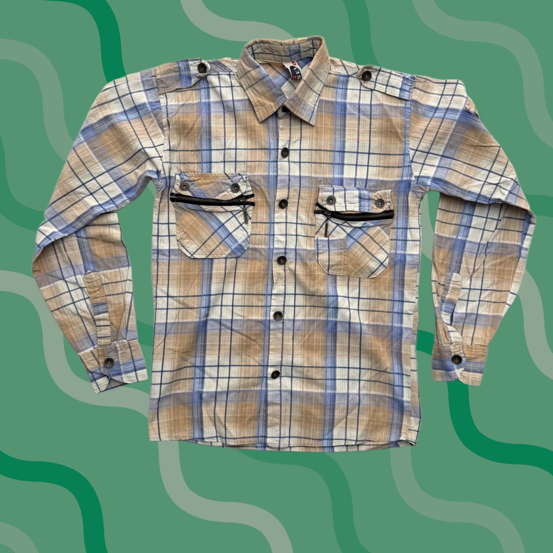 Diesel Diesel Shirt Womens Small Beige Blue Plaid Button-Up Pocket Zipper Attitude Graphic Denim Vintage: No Size S / US 4 / IT 40 - 1 Thumbnail