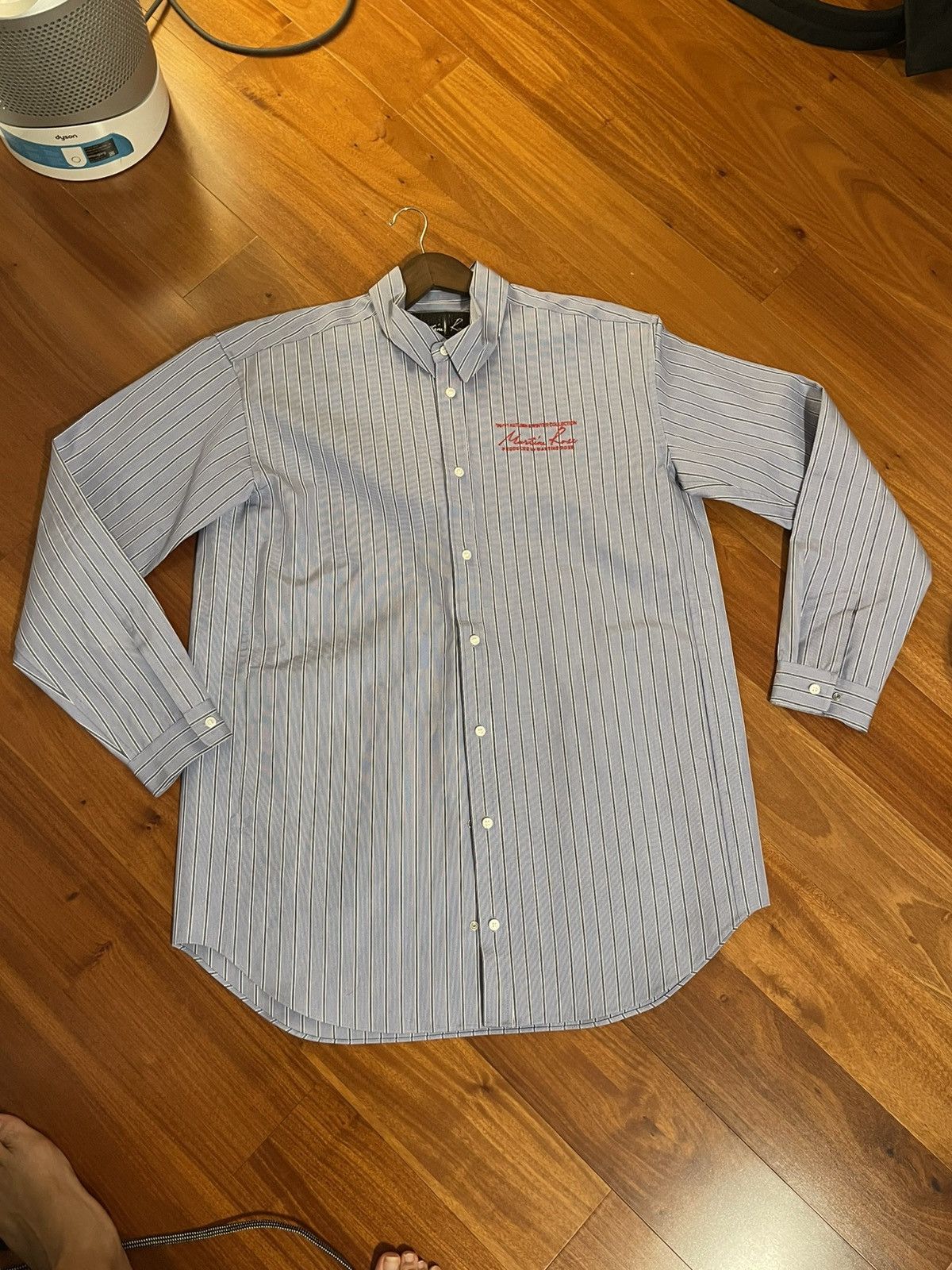 Martine Rose Martine Rose Oversized Blue Bonded Stripe Shirt Size US S / EU 44-46 / 1 - 1 Thumbnail