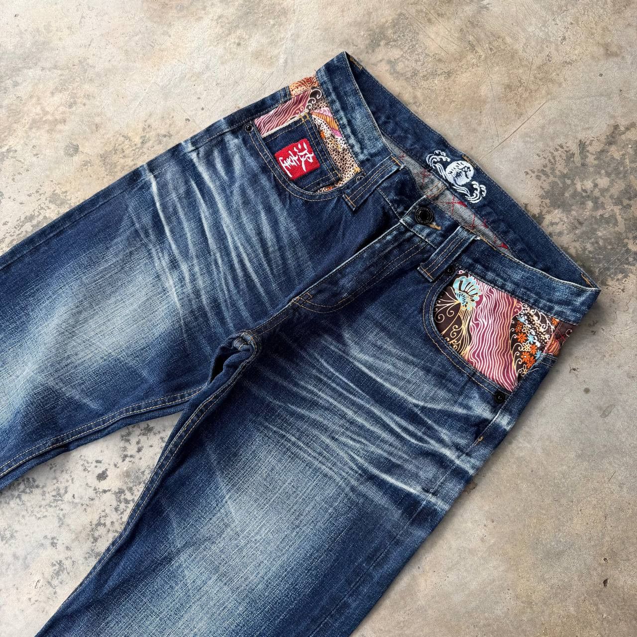Japanese Brand Japan"Dokuro"Skull Tattoo Namitatsu Redline Denim Ankle Cut Size US 30 / EU 46 - 6 Thumbnail