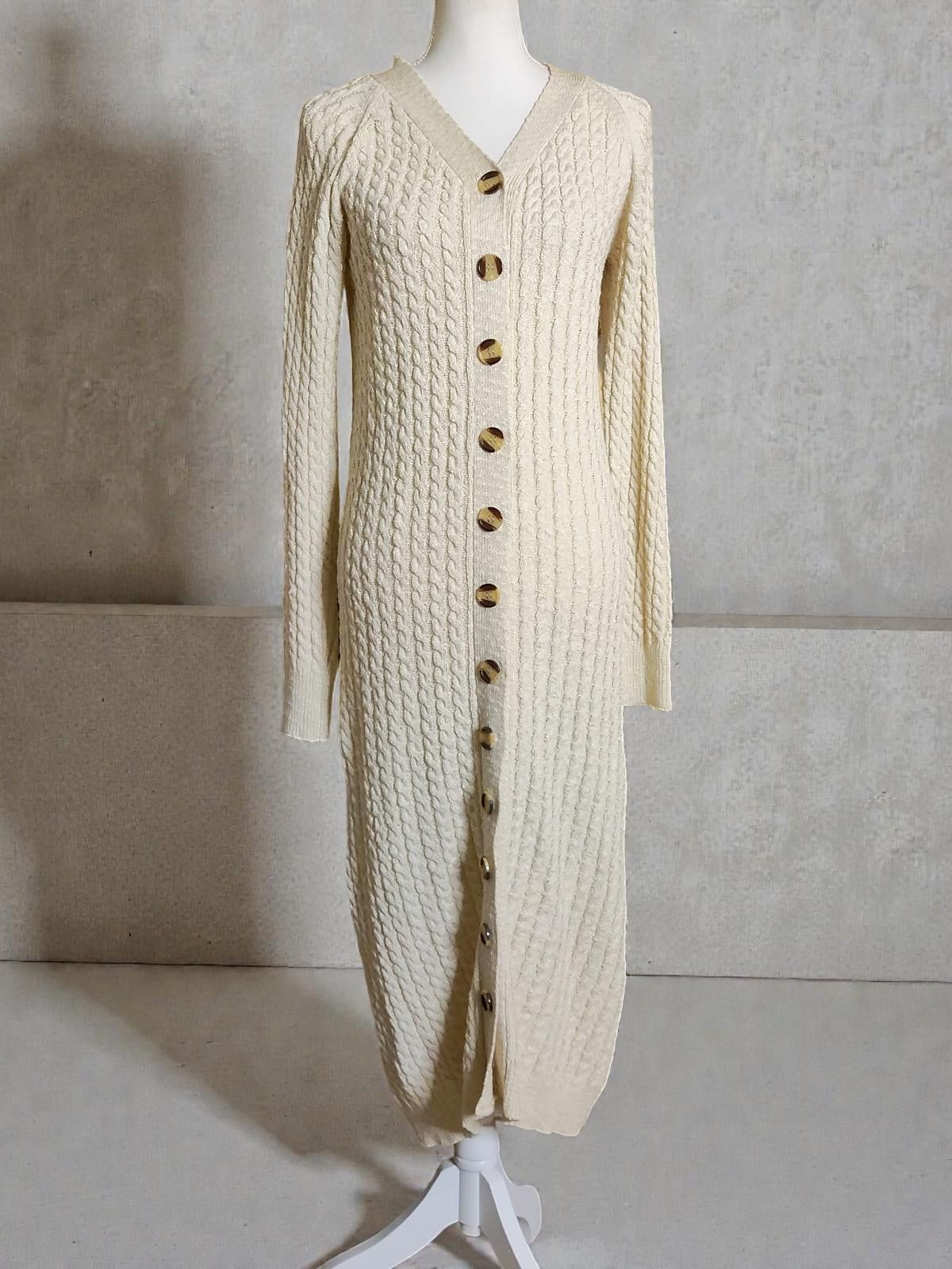 Other net.153 Large Knit Button-Down Frock Dress Size L / US 10 / IT 46 - 2 Thumbnail