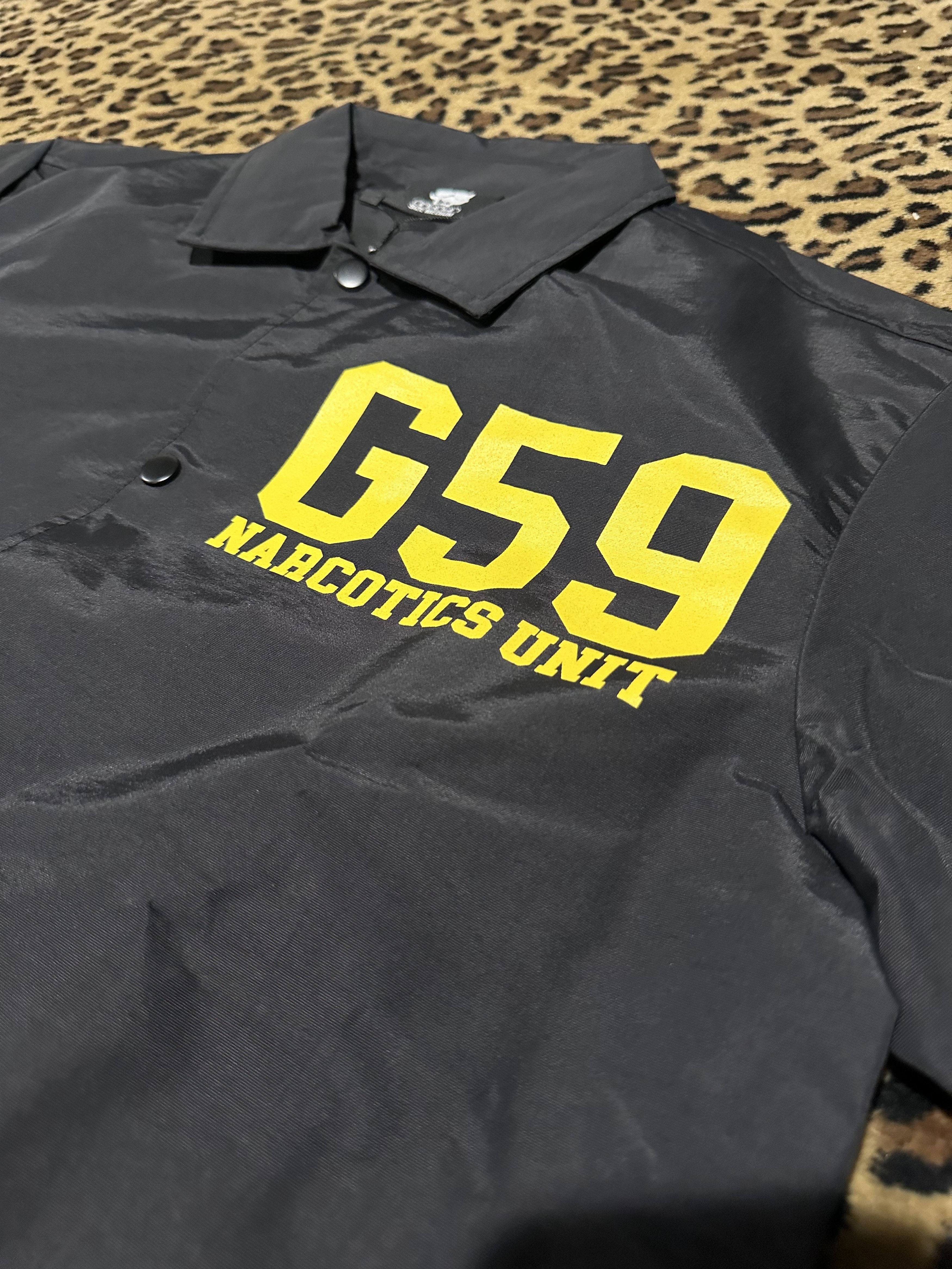 image of G59 Records G59 Black Narcotics Unit Jacket in Black/Yellow, Men's (Size Medium)