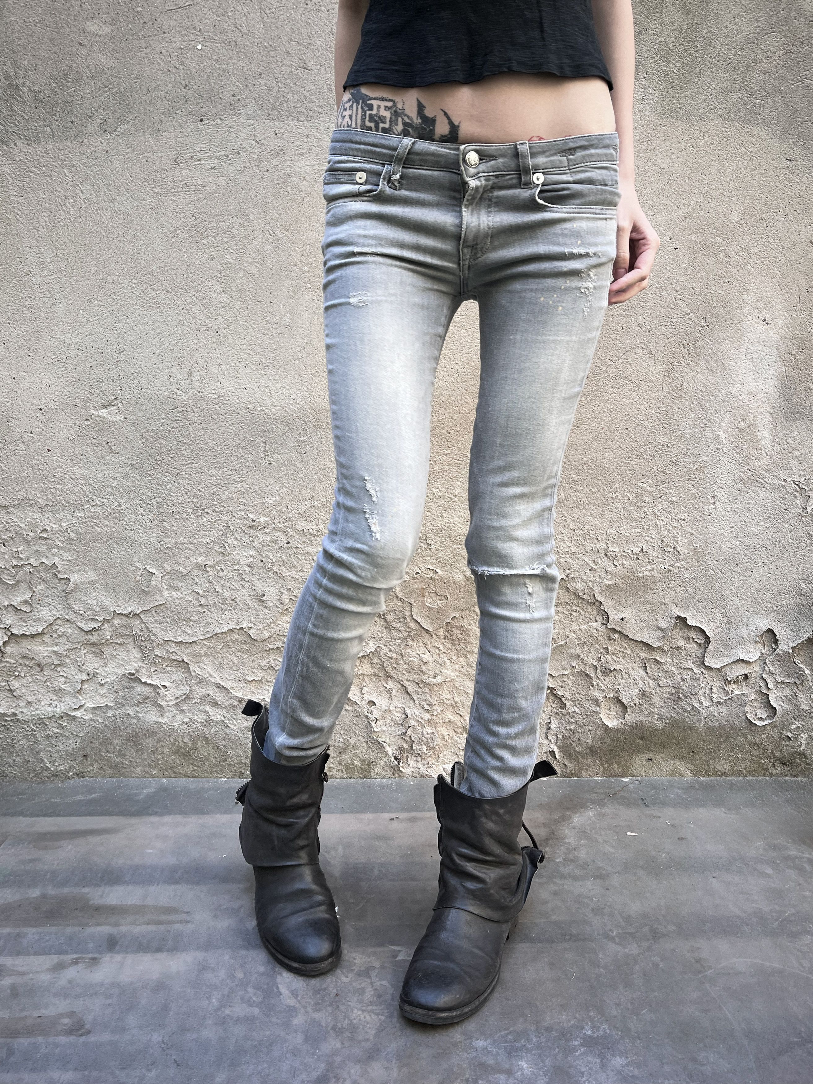 R13 R13 Distressed Skinny Jeans | Ash Grey Archive Denim Size 25" / US 0 / IT 36 - 2 Thumbnail