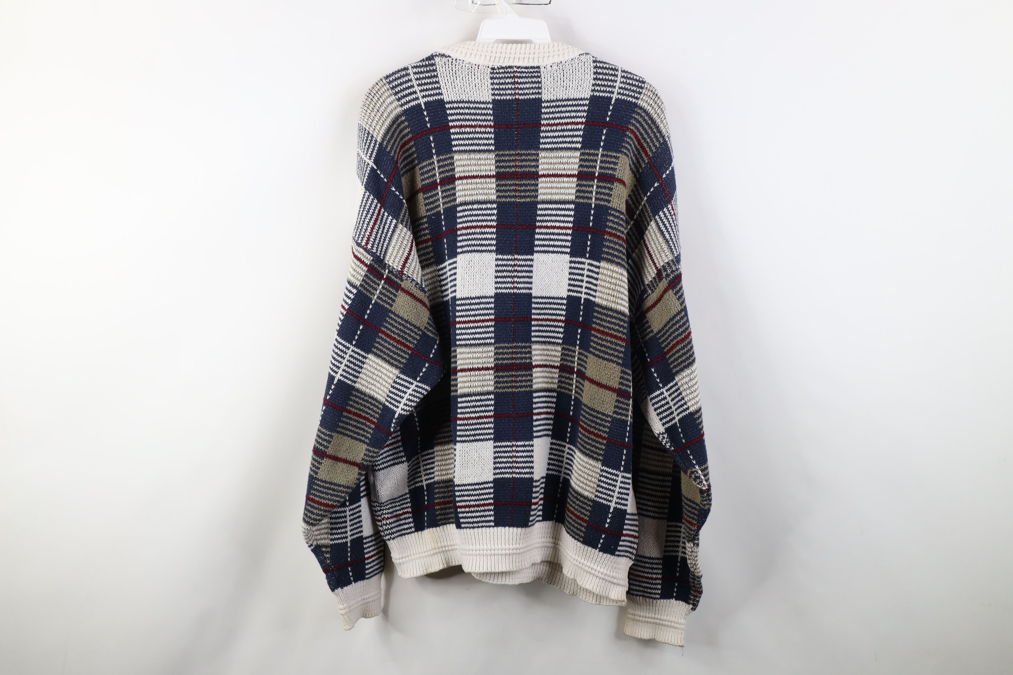 Vintage Vintage 90s Streetwear Framed Cotton Knit Sweater Plaid USA Size US XL / EU 56 / 4 - 14 Thumbnail
