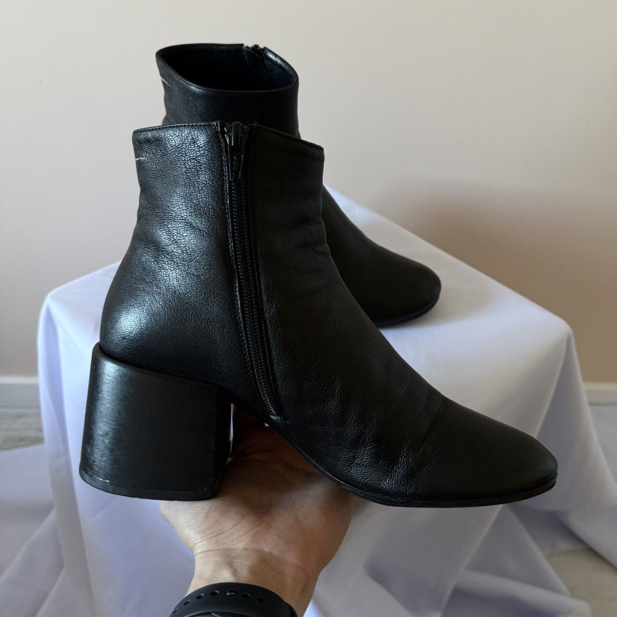 Maison Margiela Maison Margiela MM6 Leather Ankle Black Heels Boots Size US 10 / IT 40 - 7 Thumbnail