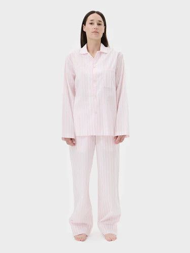 Tekla o1mle0525 Unisex Poplin Pyjamas Pants Hatty Stripes in Pink Size 30" / US 8 / IT 44 - 2 Thumbnail