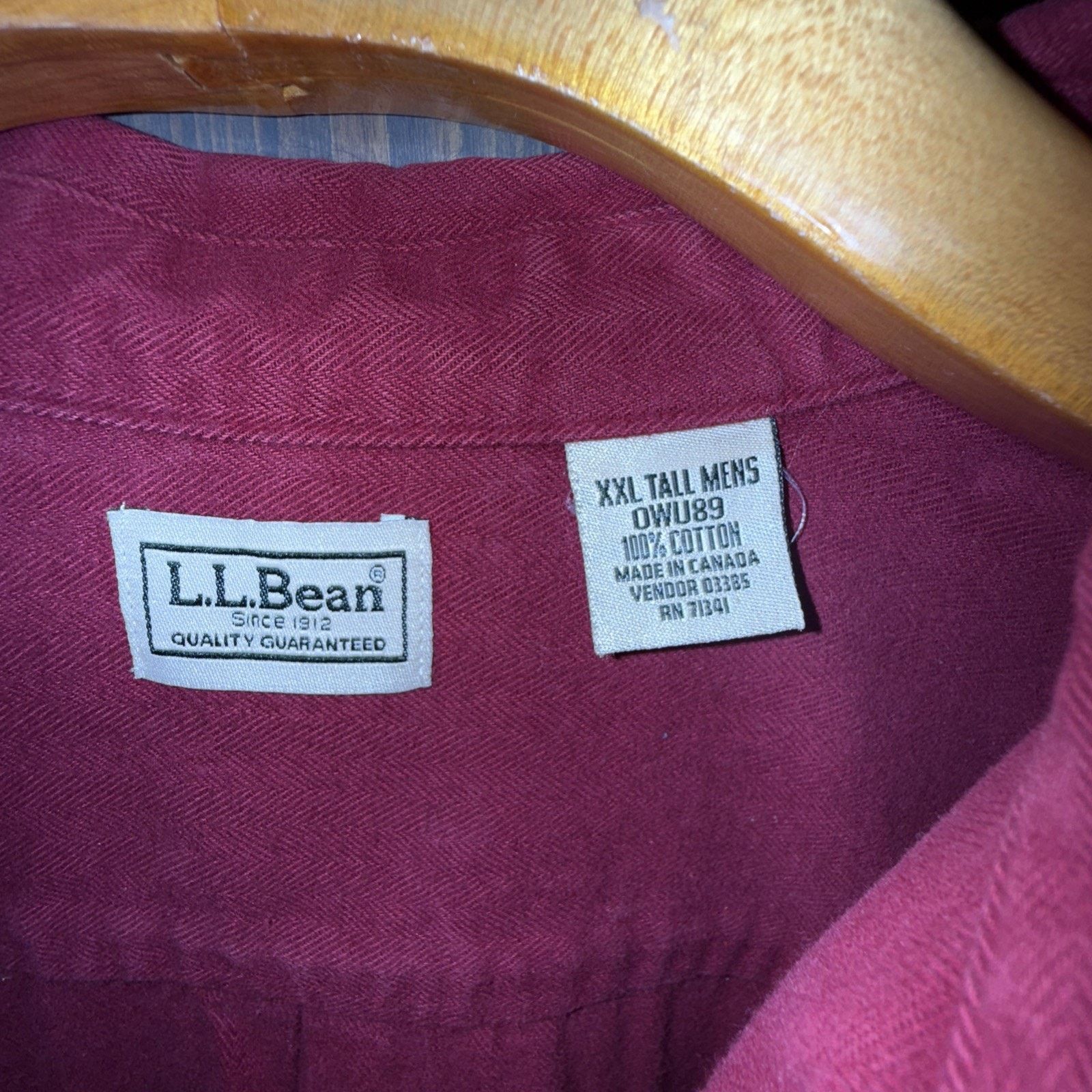 L.L. Bean LL Bean Herringbone Flannel Burgundy XXL Tall Canada OWU89 Size US XXL / EU 58 / 5 - 2 Thumbnail