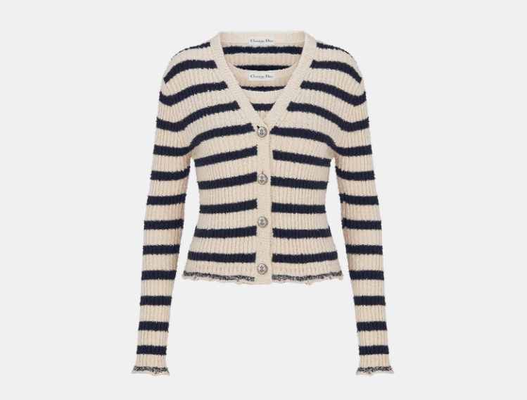 Dior o1w1db10725 424W03 Marinière Twinset in White/Navy Blue Size S / US 4 / IT 40 - 1 Thumbnail