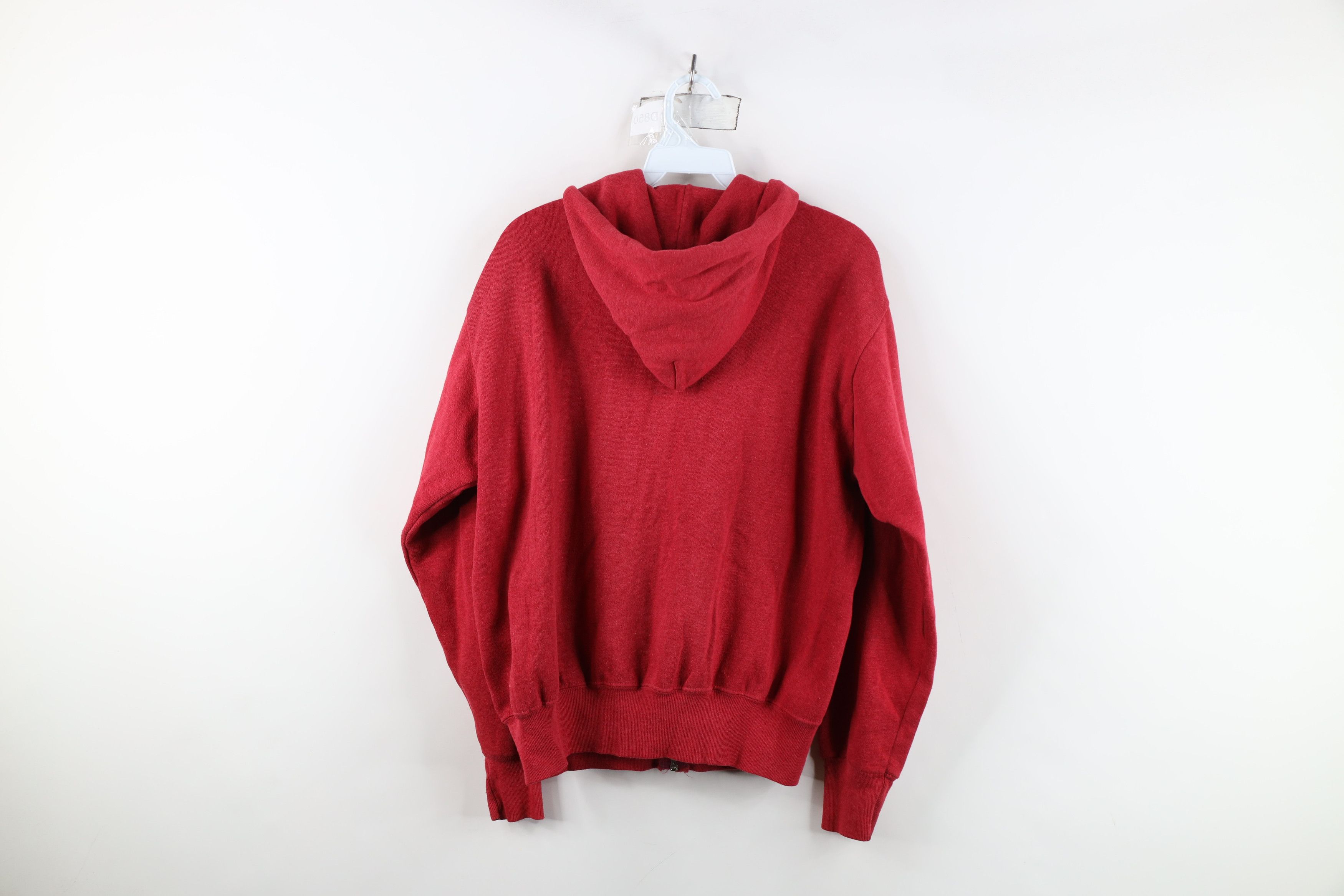 Vintage Vintage 70s Streetwear Full Zip Hoodie Sweatshirt Red USA Size US L / EU 52-54 / 3 - 13 Thumbnail