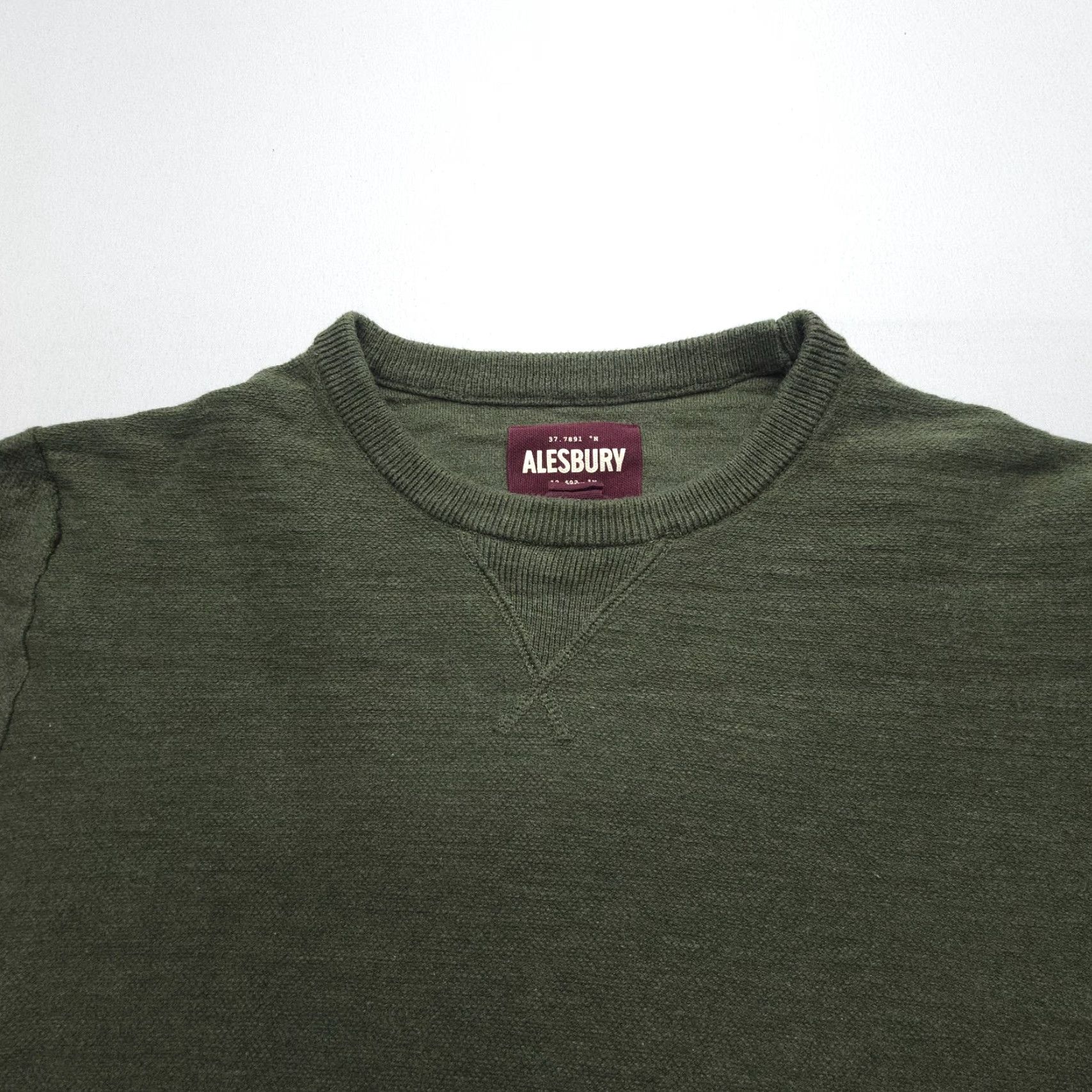 Vintage Alesbury Mens Sweater Crewneck Pullover Knit Long Sleeve 100% Cotton Green Solid Large Size US L / EU 52-54 / 3 - 3 Thumbnail