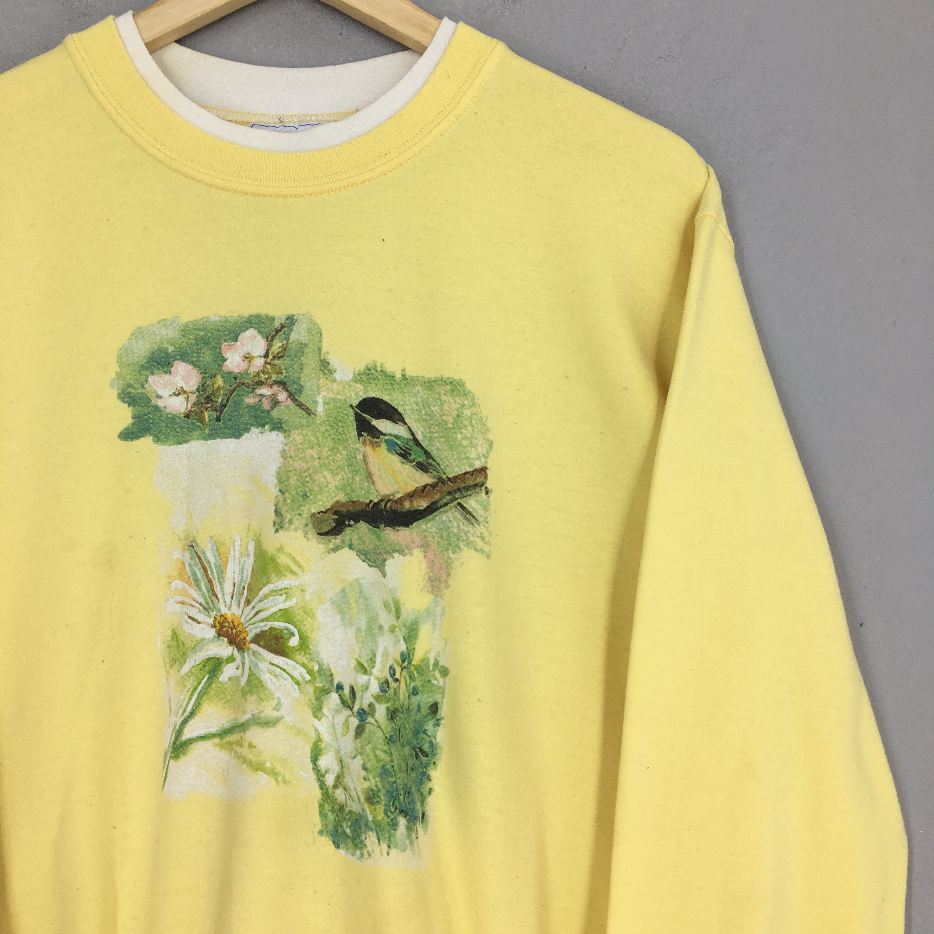 Habitat Vintage 90s Morning Sun Birds Yellow Sweatshirt Medium Size US M / EU 48-50 / 2 - 2 Thumbnail