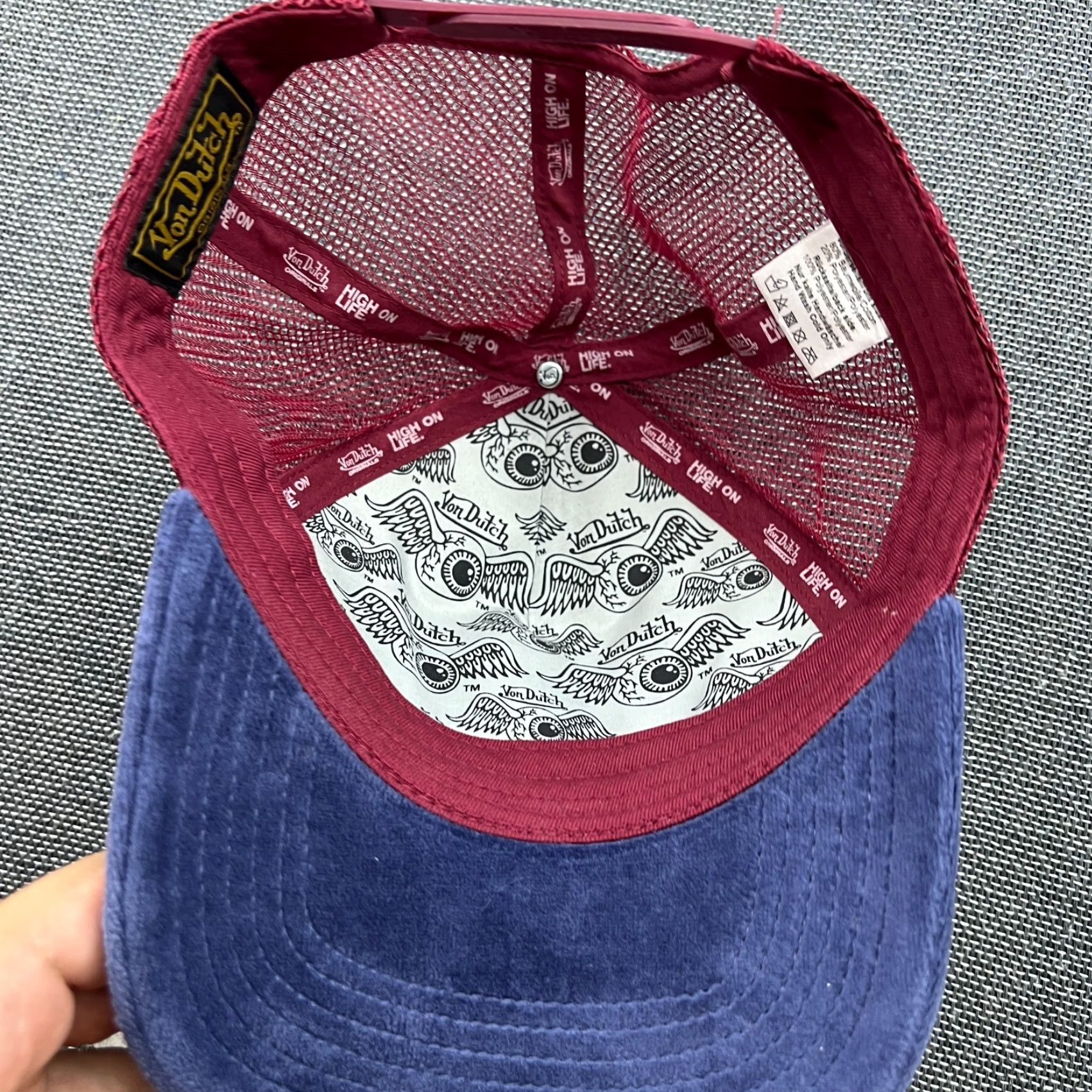 Von Dutch Von Dutch Trucker Cap Hat One Size Velvet Red Blue Adjustable Hat Size ONE SIZE - 6 Thumbnail
