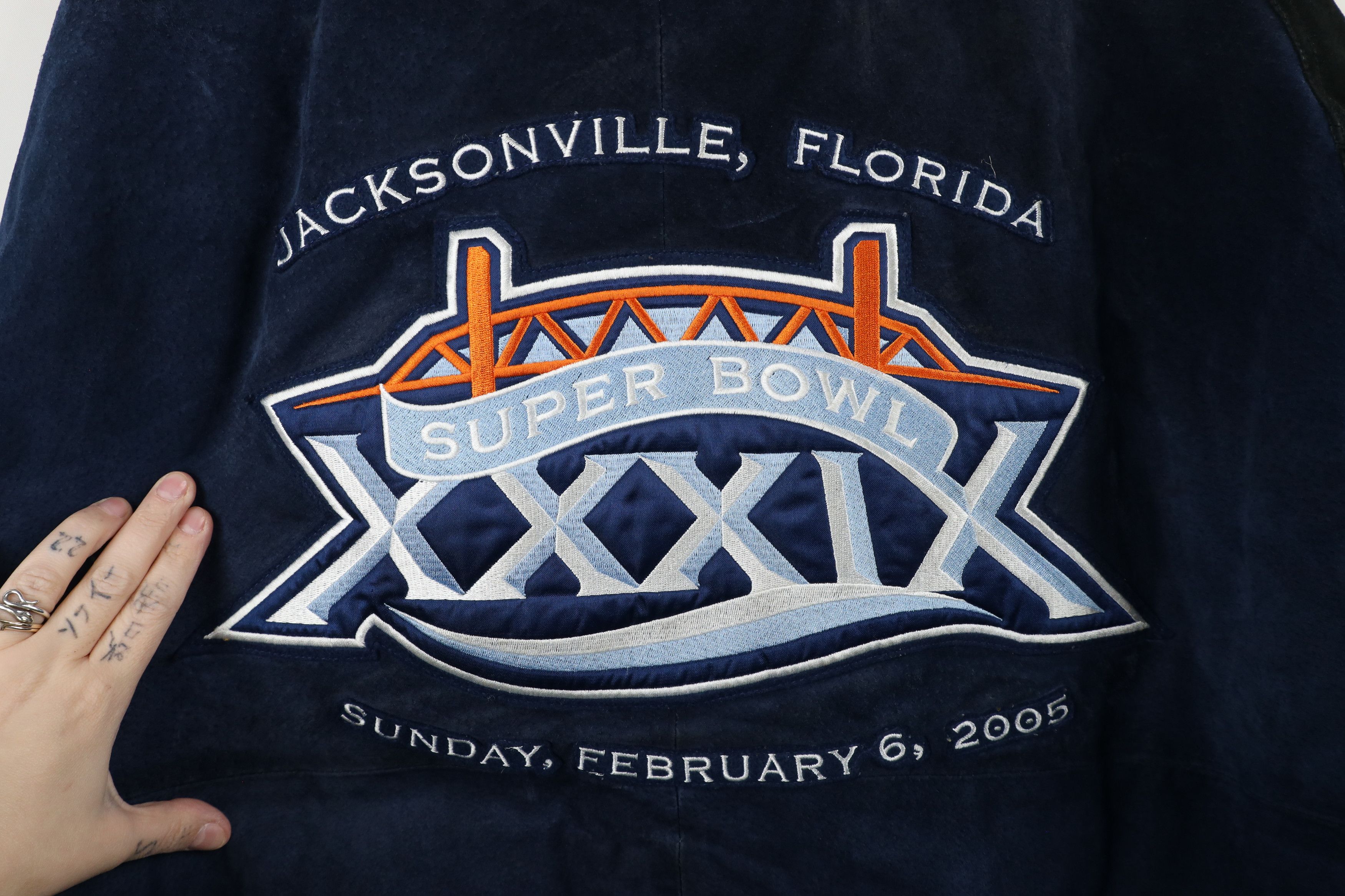 Vintage Vintage Y2K 2005 Super Bowl Suede Leather Bomber Jacket Size US XXL / EU 58 / 5 - 12 Thumbnail