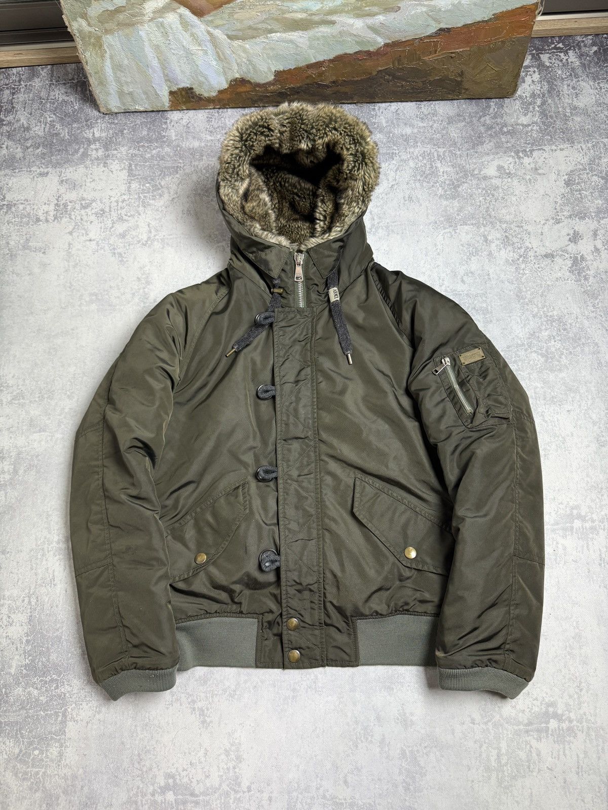 Archive Dolce&Gabbana DG Army Fur Aviator Hood Bomber Jacket