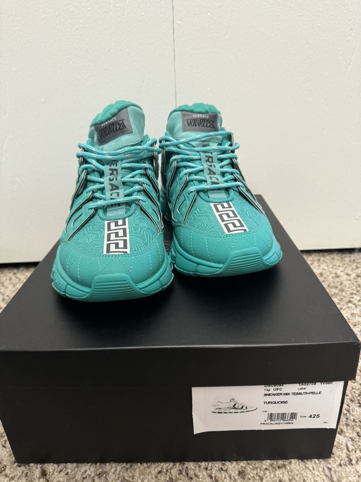 image of Versace Trigreca Sneakers in Teal, Men's (Size 9.5)