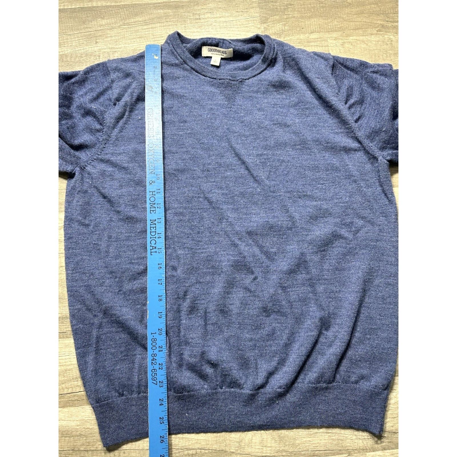 Vintage Goodthreads Mens Sweater 100% Merino Wool Crewneck Large Blue Long Sleeve Size US L / EU 52-54 / 3 - 7 Thumbnail