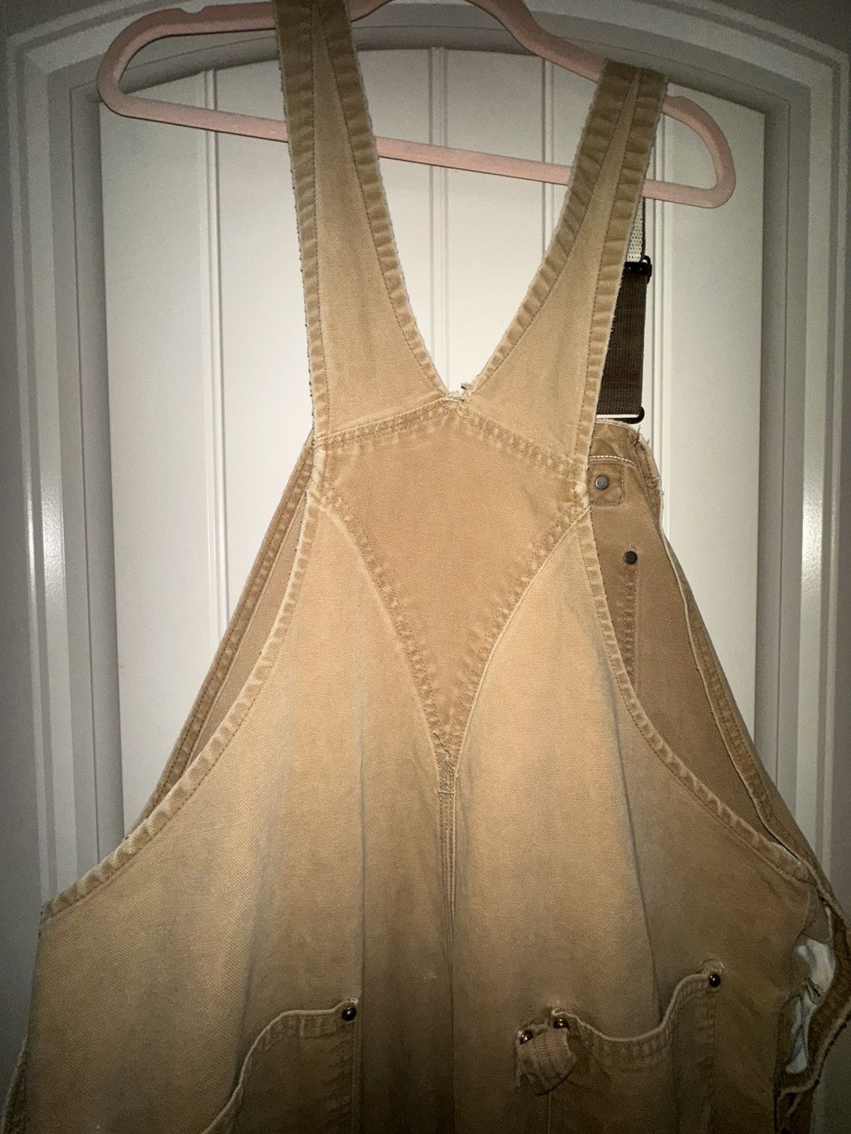 Carhartt Authentic vintage Carhartt duck canvas bib overalls in tan. Size US 44 / EU 60 - 9 Thumbnail
