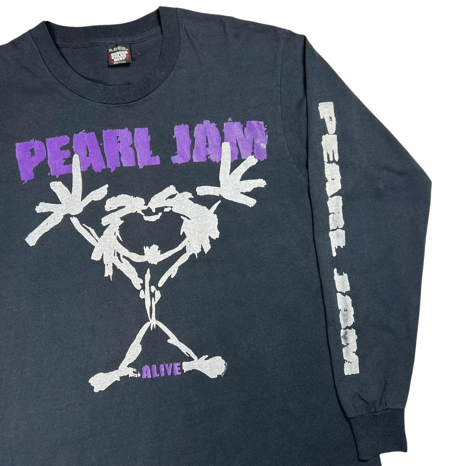 Band Tees × Vintage Vintage 90s Pearl Jam Stickman Alive long sleeve print shirt Size US XL / EU 56 / 4 - 3 Thumbnail