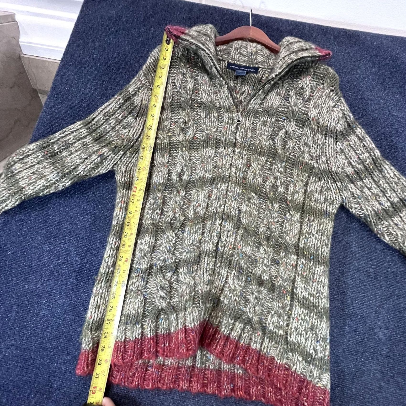 French Connection VINTAGE French Connection Sweater Mens XL Green Marled Zip Up Wool Blend Mohair Pullover Size US XL / EU 56 / 4 - 4 Thumbnail