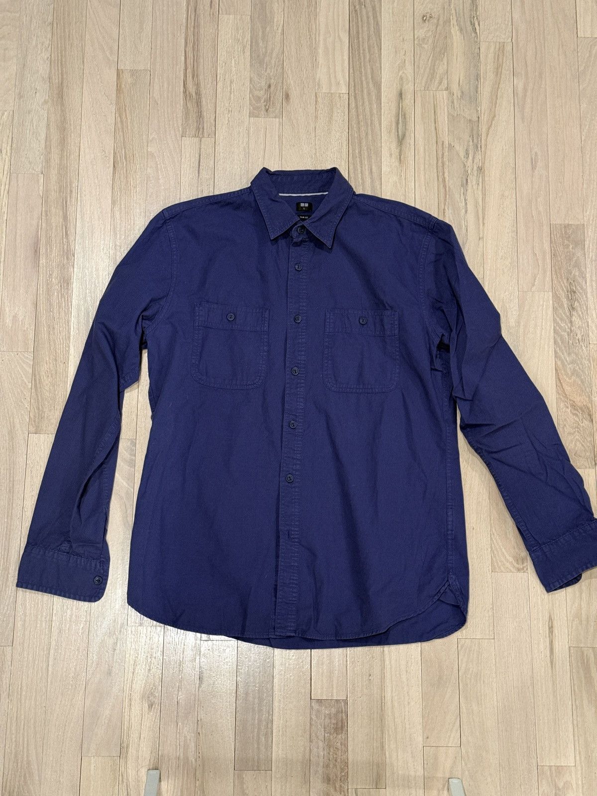 Uniqlo Uniqlo French Blue Utility Shirt Size US L / EU 52-54 / 3 - 1 Thumbnail