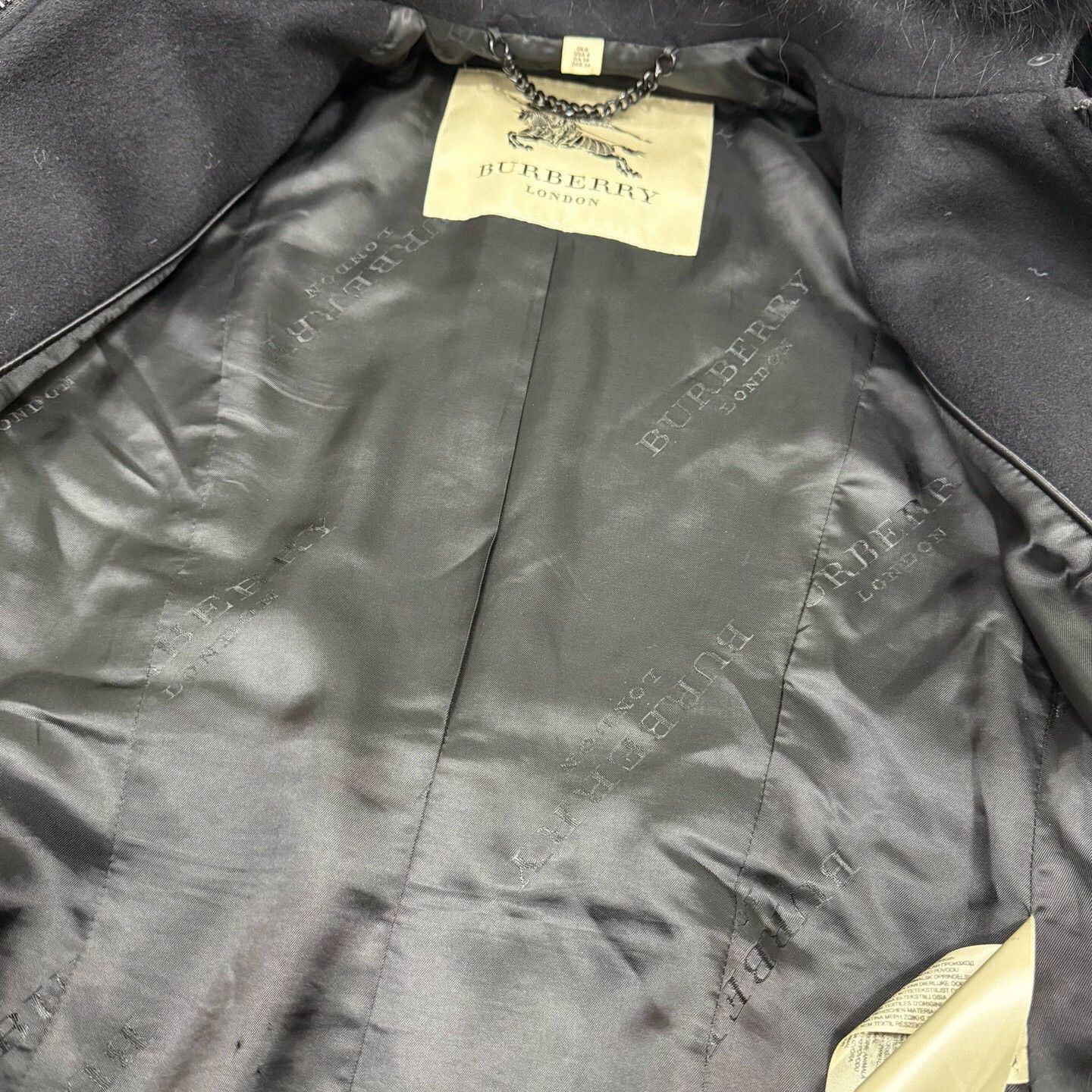 Burberry Burberry Black Wool Coat w/ Fur Collar UK6 99% New Size XS / US 0-2 / IT 36-38 - 3 Thumbnail