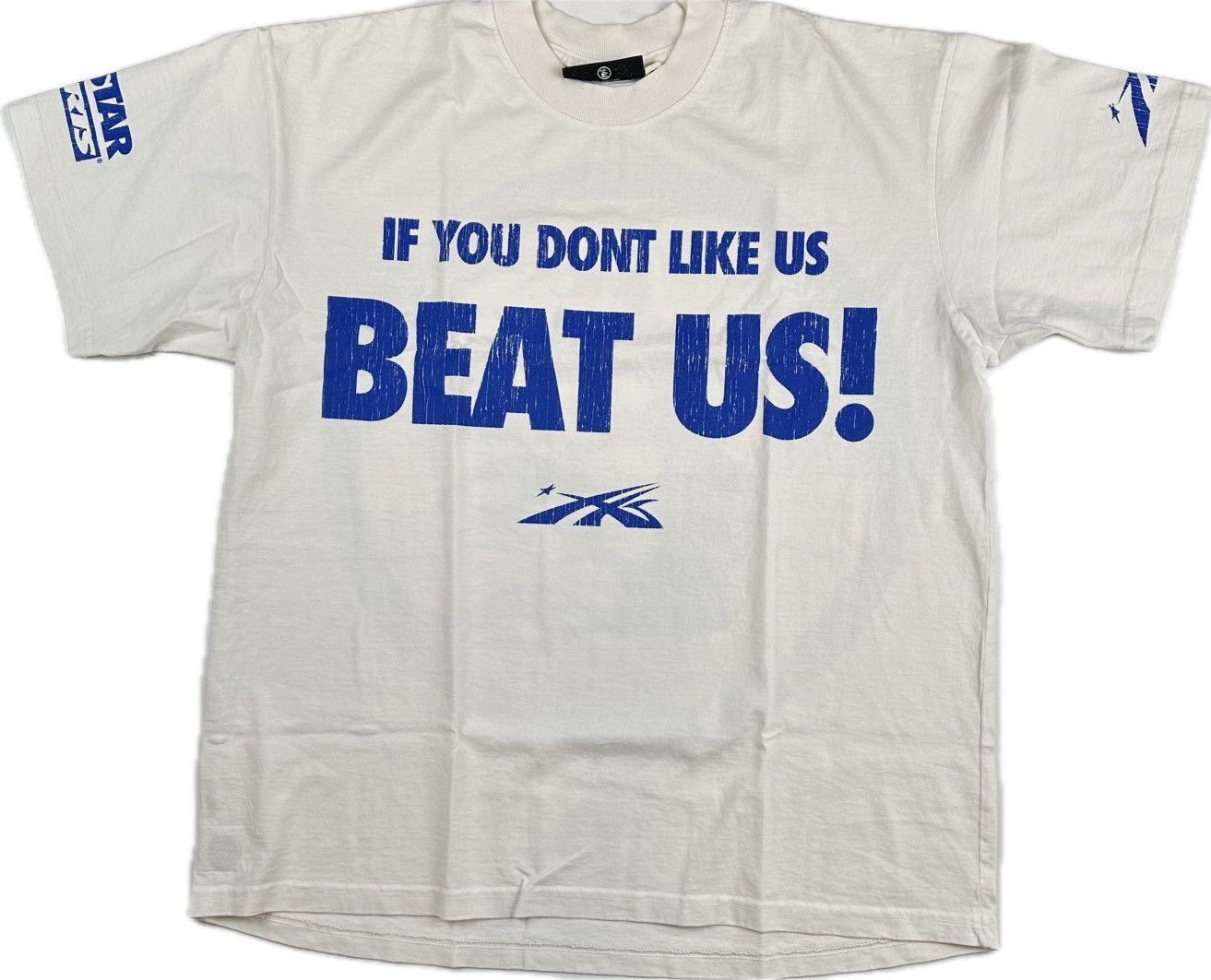 image of Hellstar Beat Us! T-Shirt in White, Men's (Size Large)