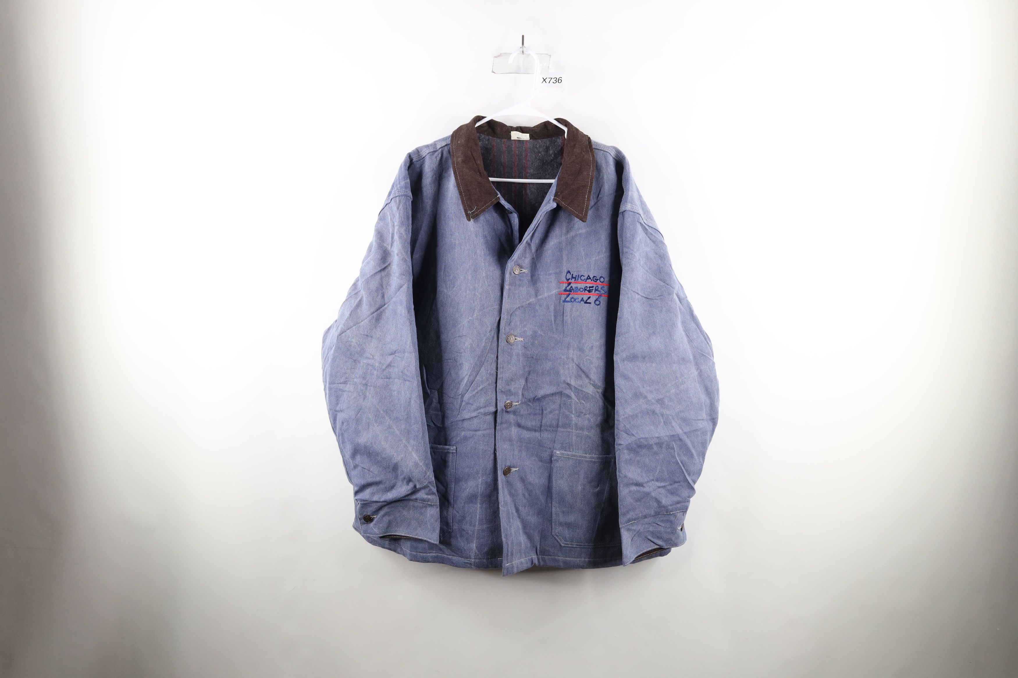 image of Vintage 90's Laborers Union Blanket Lined Denim Jacket Usa in Blue, Men's (Size 2XL)