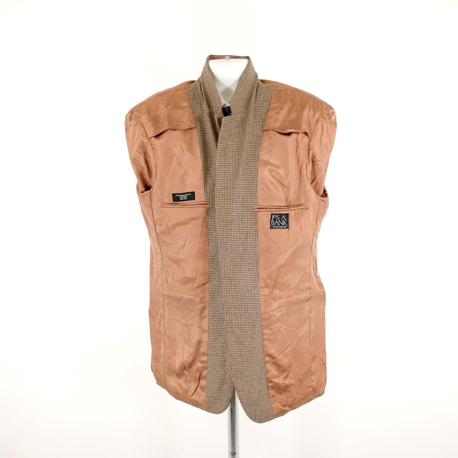 Jos. A. Bank Jos A Bank Wool Silk Blue Brown Tan Check Sport Coat 42L 2 B Size 42L - 11 Thumbnail