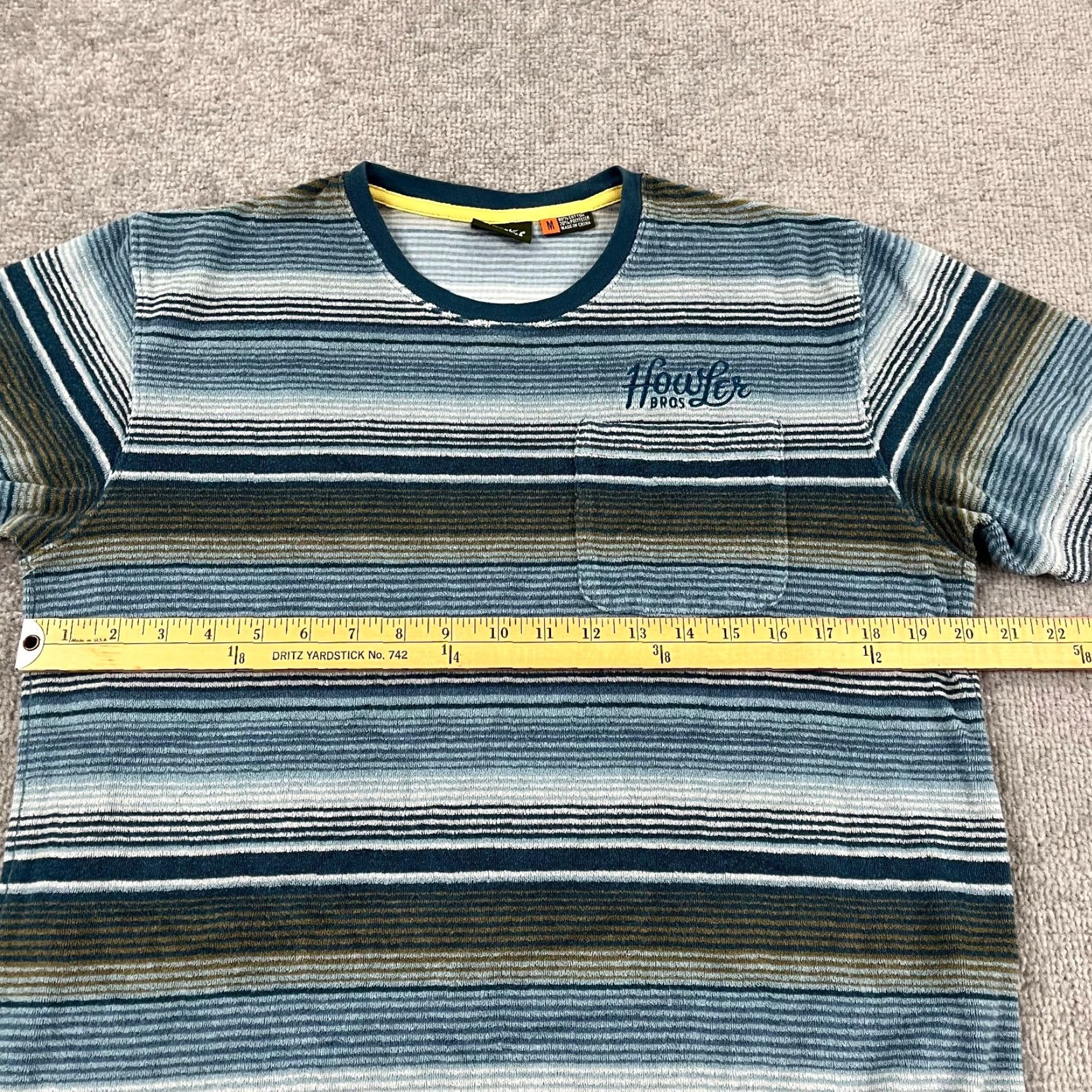 Howler Brothers HOWLER BROTHERS Shirt Mens Medium Blue Striped Terry Cloth Pocket Short Sleeve Size US M / EU 48-50 / 2 - 6 Thumbnail