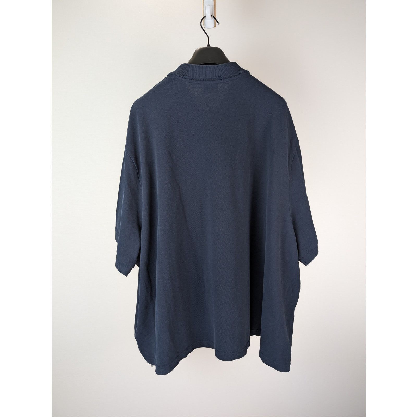 Balenciaga o1rshd1 Q:2 / Oversized Cotton Pique Polo Shirt in Navy Blue Size US XL / EU 56 / 4 - 9 Thumbnail