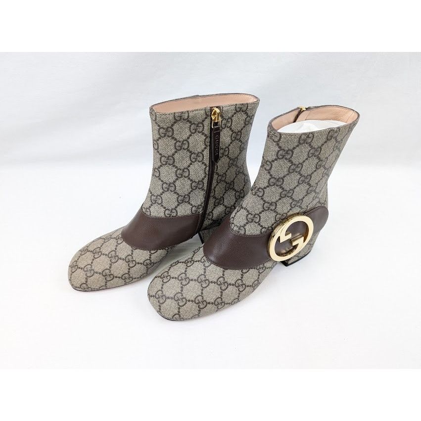 Gucci o1rshd1 T GG Supreme Malaga Kid Boots in Beige Ebony/N.Acero Size US 6.5 / IT 36.5 - 19 Thumbnail