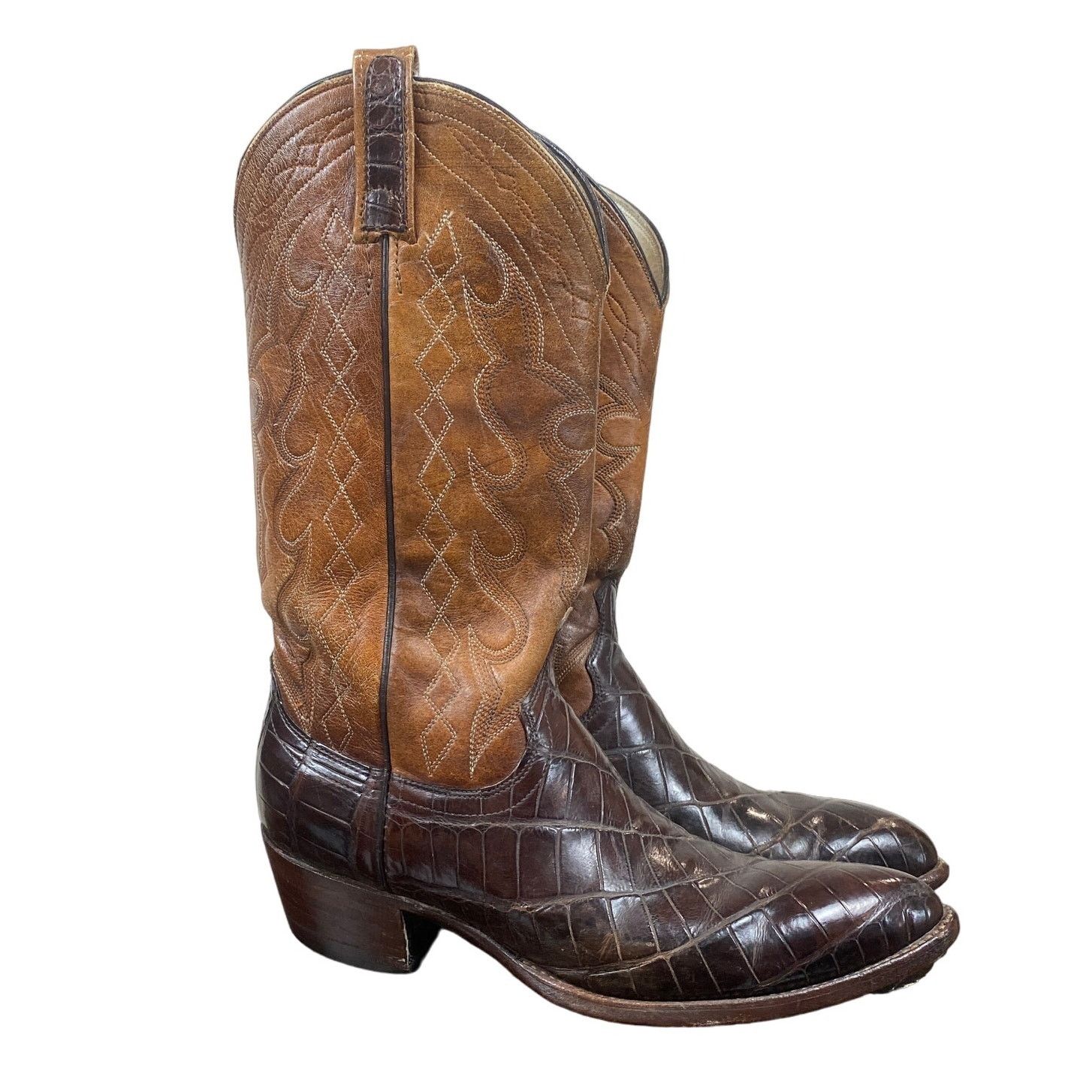 Dan Post × Vintage Vintage Dan Post Alligator Bias Cut Western 6933 Boots 8D Size US 8 / EU 41 - 1 Thumbnail