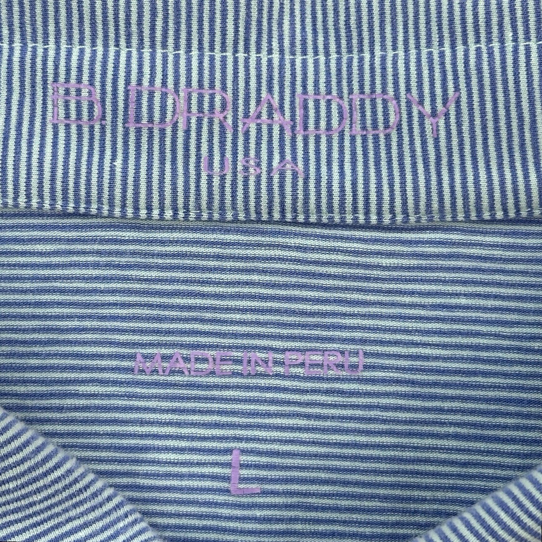 Vintage B Draddy Sport Polo Shirt Mens Large Blue Stripe Embroidered Performance Golf Shirt Mens Large Blue Stripe Embroidered Logo Sports Golf Size US L / EU 52-54 / 3 - 3 Thumbnail