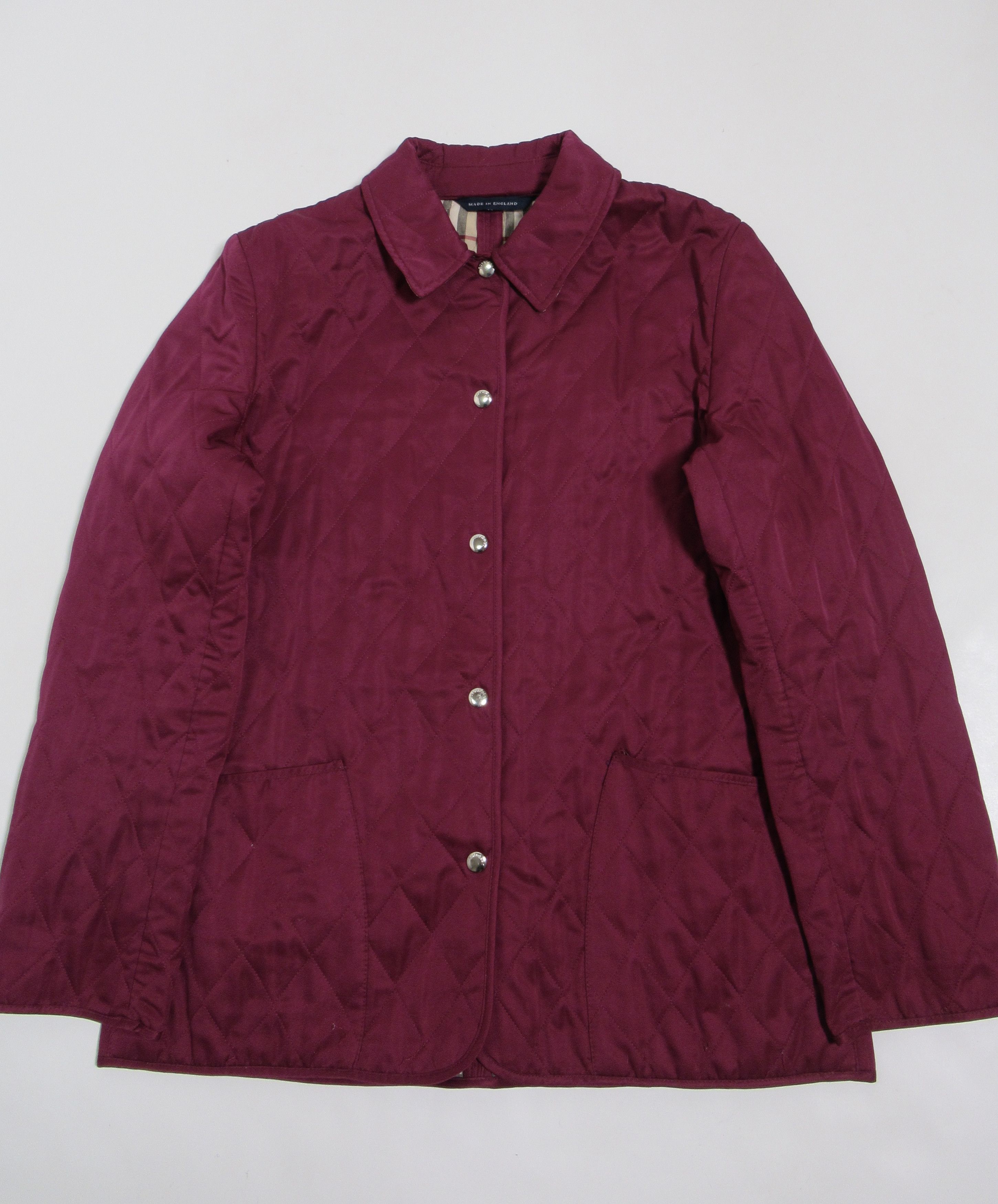 image of Burberry London Diamond Quilted Jacket Plum Made In England, Women's (Size Small)