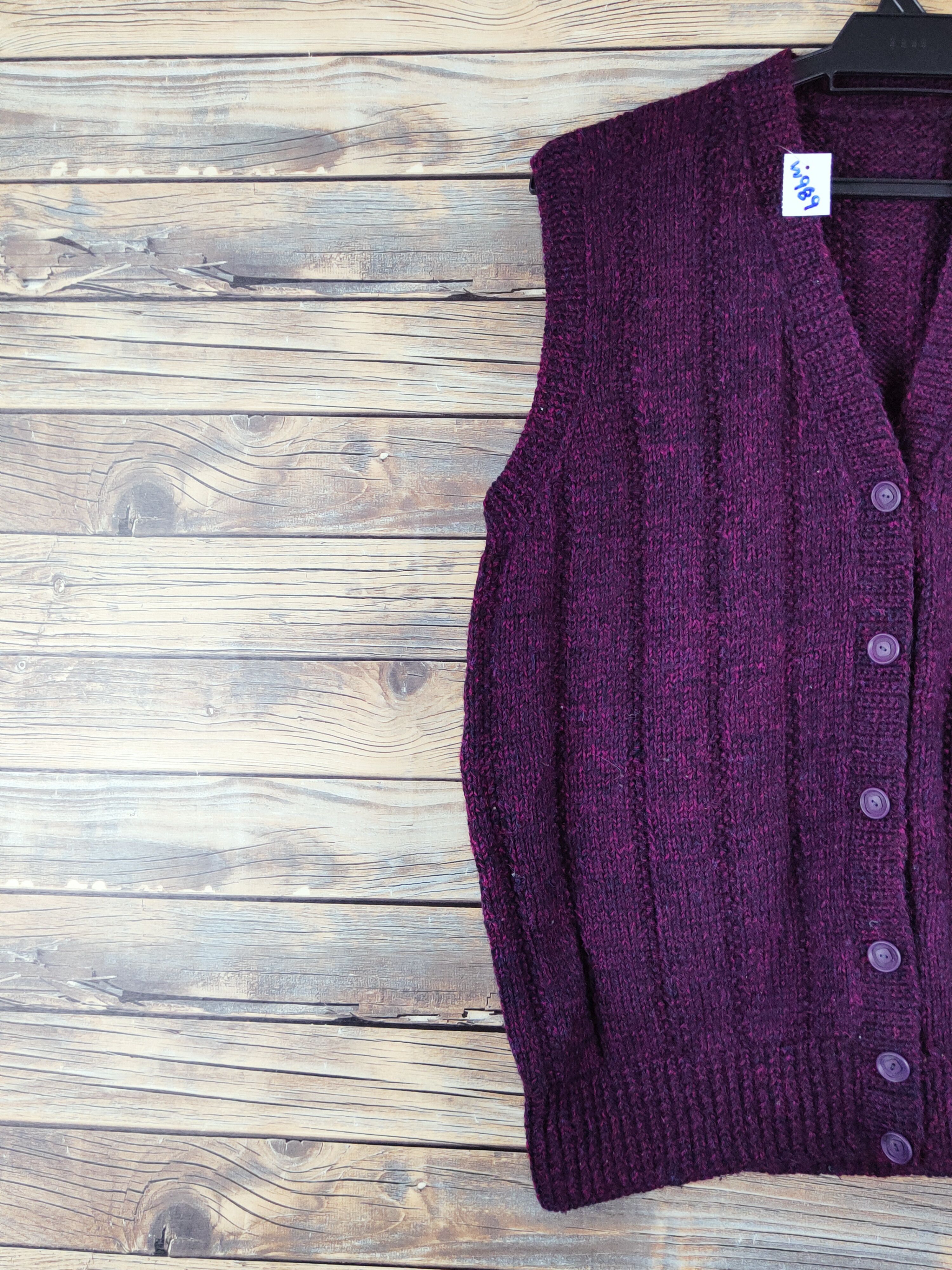 Aran Isles Knitwear × Japanese Brand × Vintage Japanese Brand Dark Purple Knitwear Button Up Vests #W989 Size M / US 6-8 / IT 42-44 - 3 Thumbnail