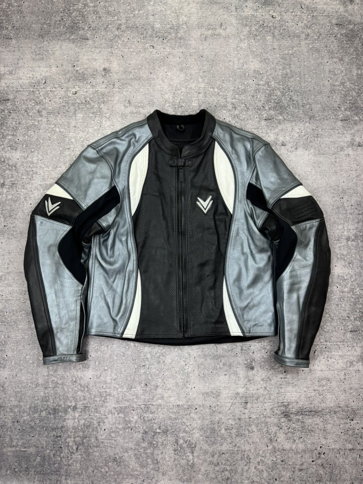 Vintage Frank Thomas Genuine Leather Racing Moto Jacket XL
