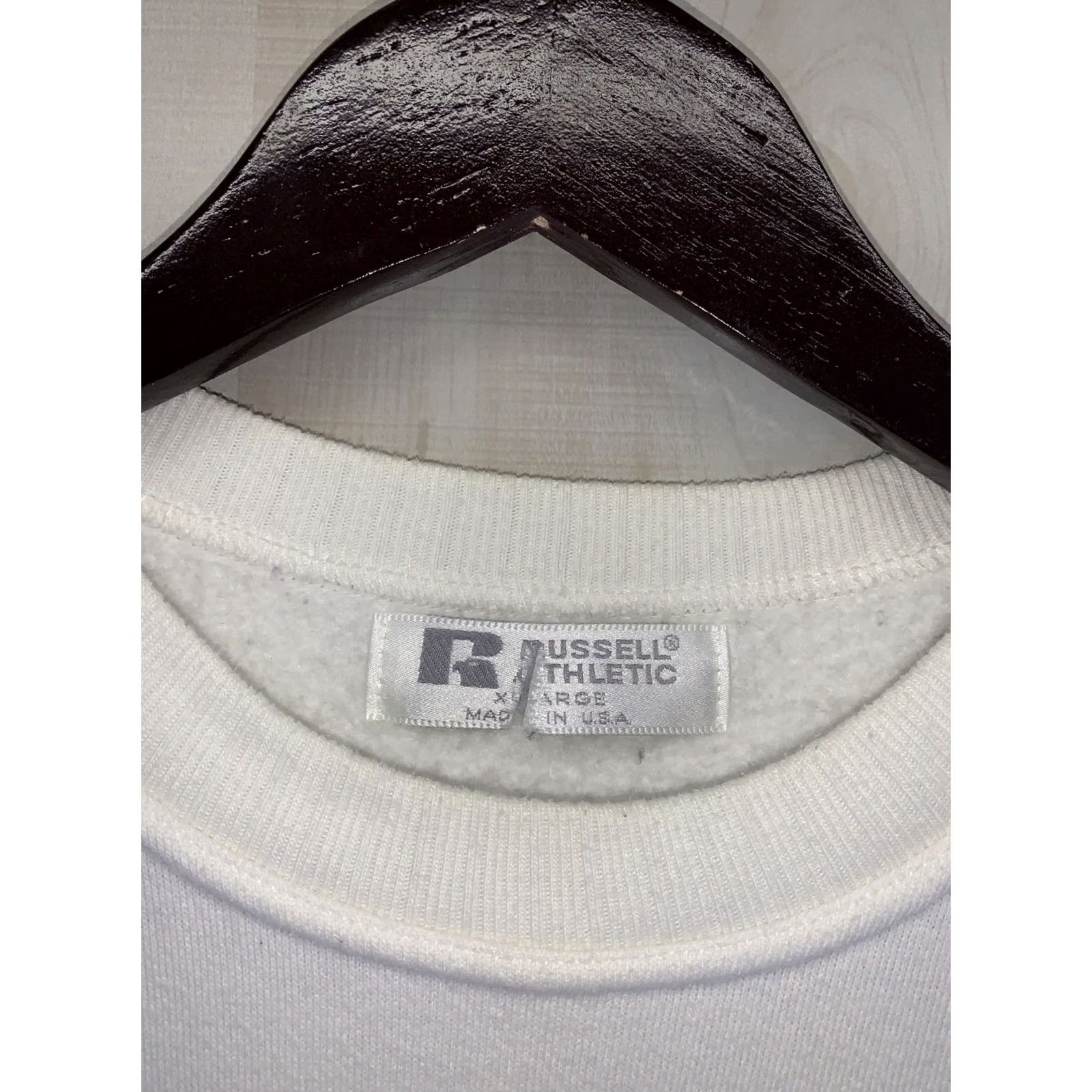 Vintage VINTAGE Russell Athletic Womens Sweatshirt White Made in USA-6906 XL Cotton Blend 1990s Size XL / US 12-14 / IT 48-50 - 3 Thumbnail