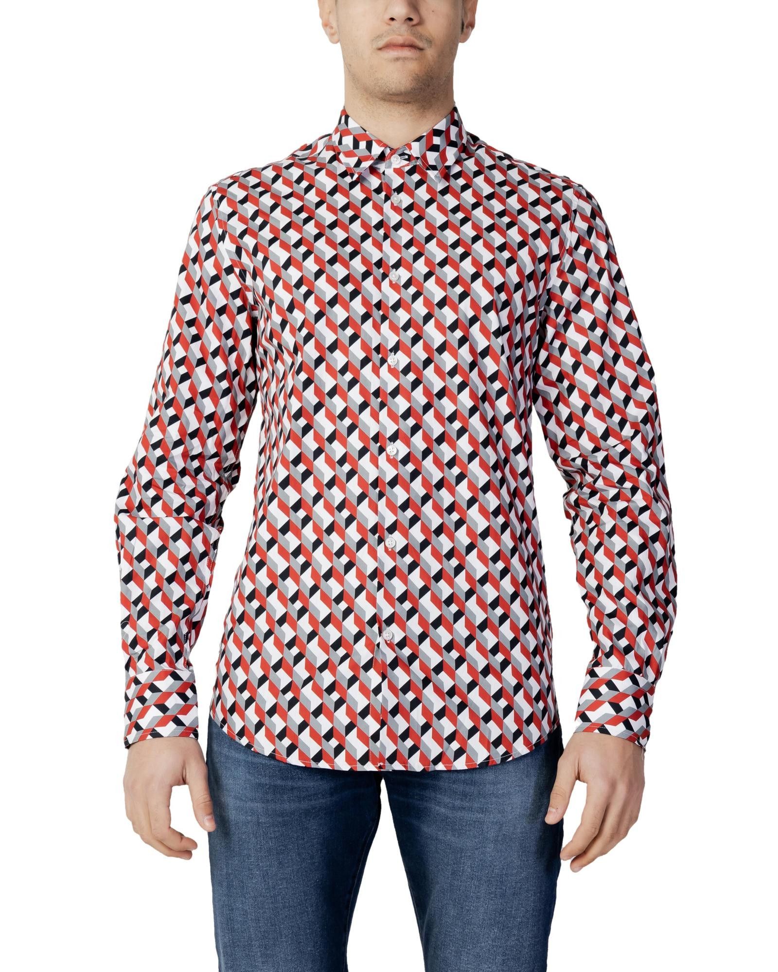 image of Antony Morato Print Button-Front Long Sleeve Classic Collar Shirt in Red, Men's (Size Large)