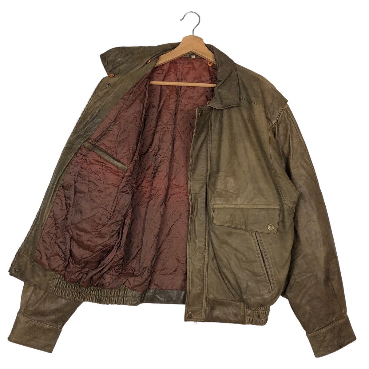 Japanese Brand 🔥90’s Bomber Jumper Genuine Leather Jacket Parachute Design Size US L / EU 52-54 / 3 - 9 Thumbnail
