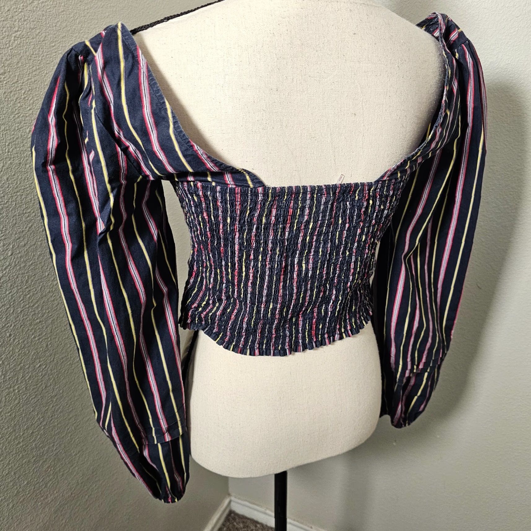 Free People Free People Striped Cropped Balloon Sleeve Top Sunshine In Sicily Size S Size S / US 4 / IT 40 - 3 Thumbnail