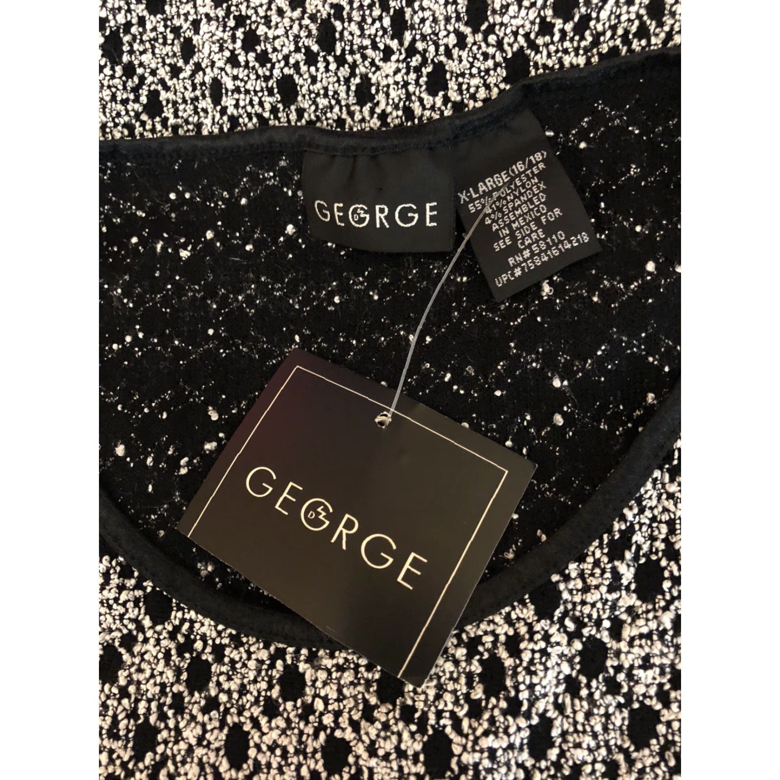 George George Sleeveless Knit Top Blouse XL White/Black Scoop Neck NWT Sleeveless Knit Top George Women XS-XL? Size XL / US 12-14 / IT 48-50 - 4 Thumbnail