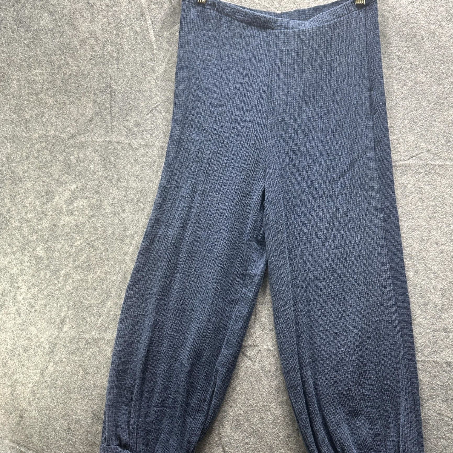 Vintage Bryn Walker Pants Womens Small Blue Textured Knit Jogger Cuffed Pull On USA Size 28" / US 6 / IT 42 - 4 Thumbnail