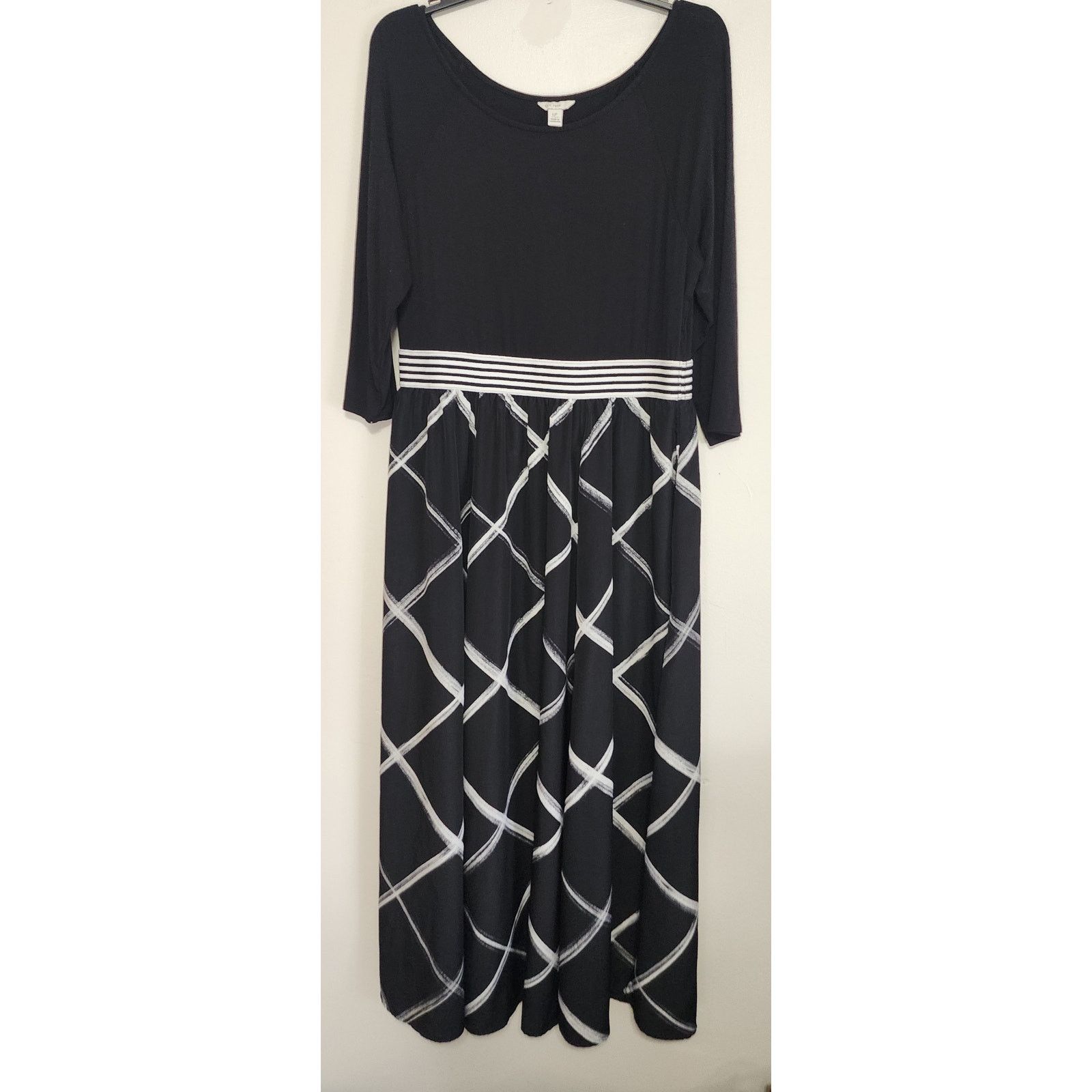 Other C EST. 1946 Black White Geometric Maxi Dress Petite Large Size L / US 10 / IT 46 - 1 Thumbnail