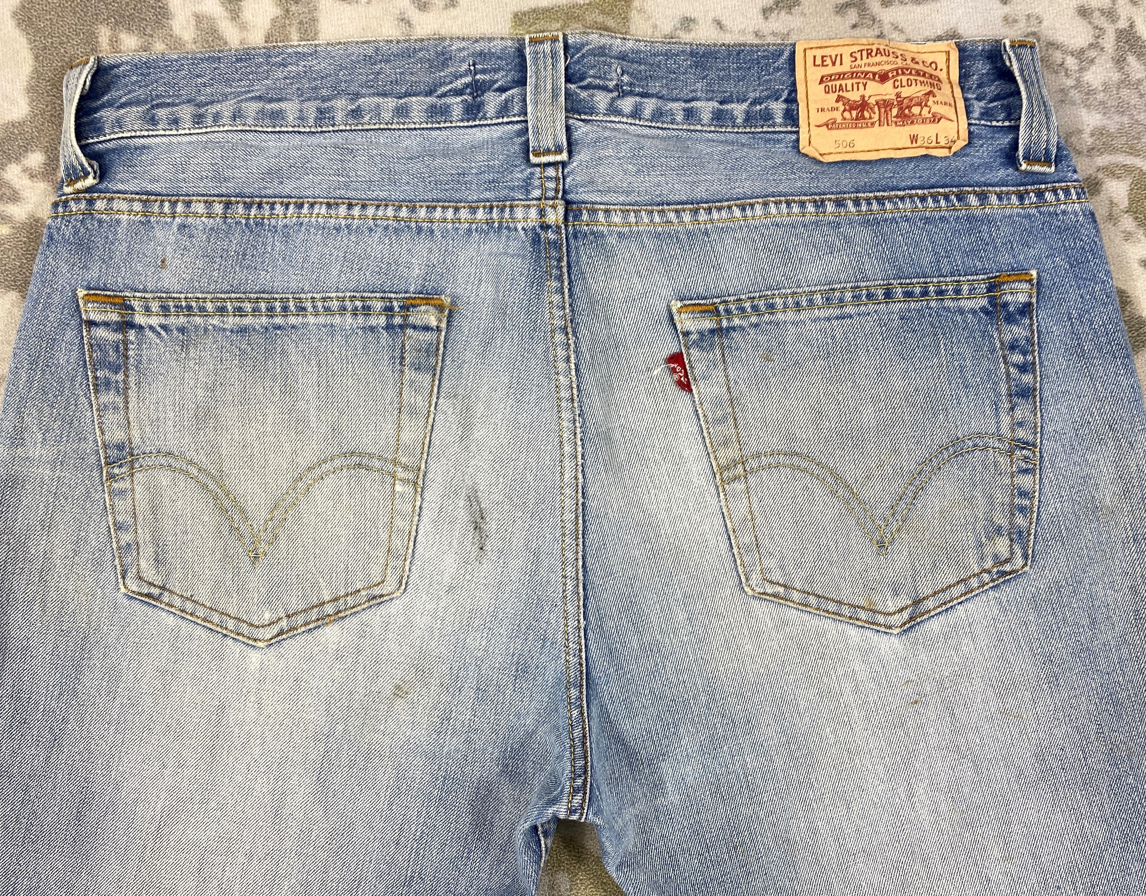Levi's Light Blue Wash Vintage Levi's 506 37x31.5 Denim -JN1435 Size US 37 - 4 Thumbnail