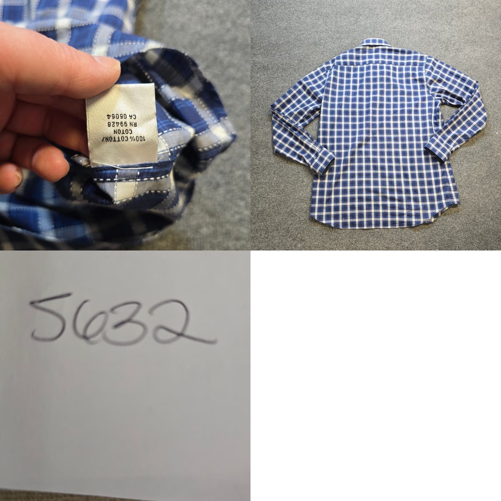 BUGATCHI Bugatchi Uomo Shirt Mens 2XL Tall Blue Plaid Button Long Sleeve Casual Business Shirt Size US XXL / EU 58 / 5 - 8 Thumbnail